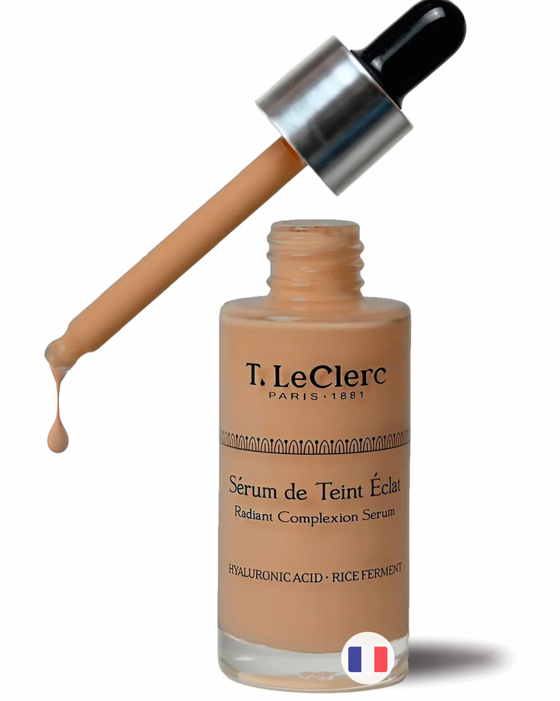 T. LeClerc Sérum Teinté Éclat Anti-Âge 30 ml – N°11 Pécan - Fluide à l’Acide Hyaluronique – Double action - fond de teint léger + anti âge - Effet Seconde Peau – Teint Lumineux & Unifié