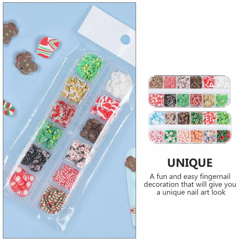 Ciieeo 2 Boîtes Paillettes Nail Art Noël Argile Polymère Ongles Acrylique