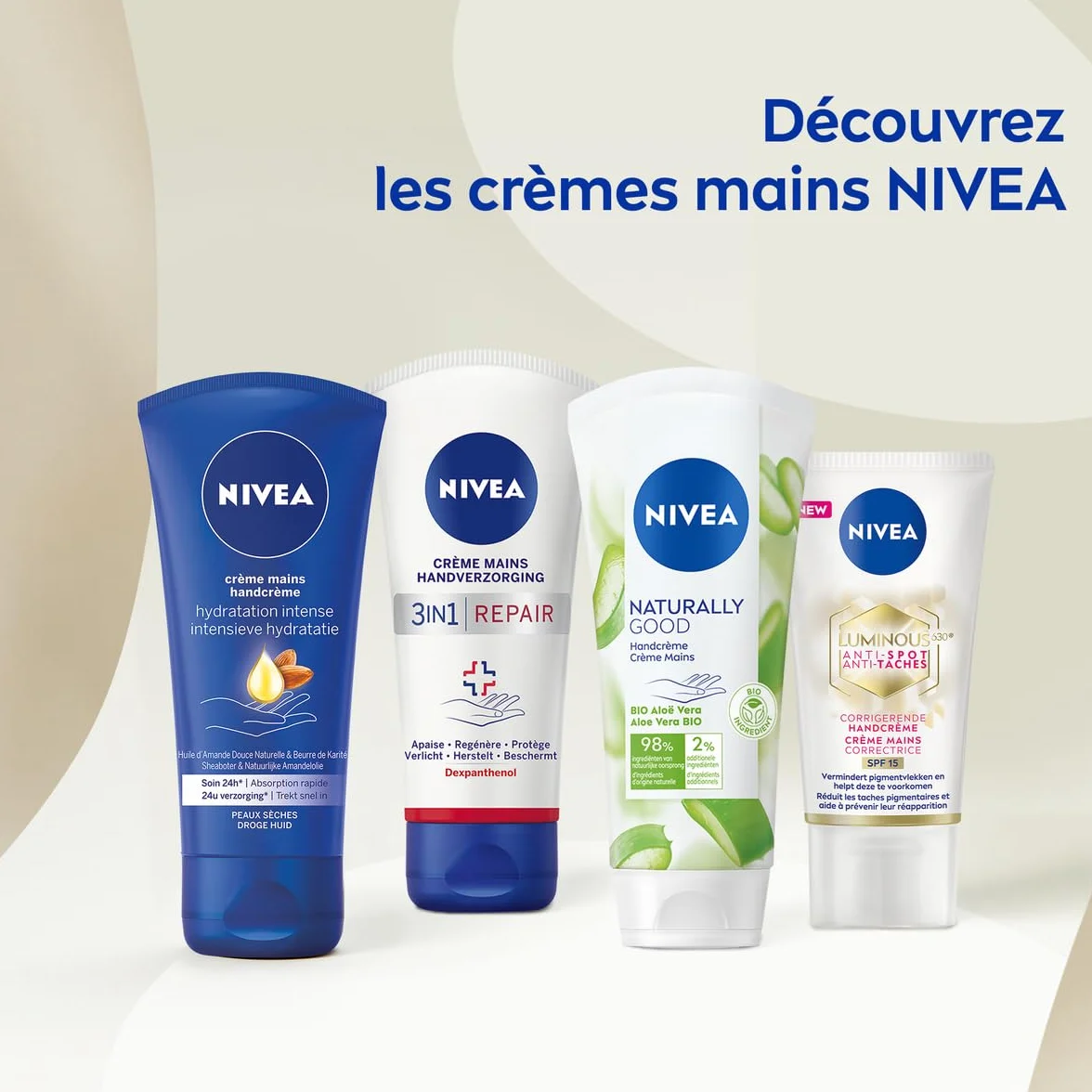 NIVEA Crème mains nourrissante peaux très sèches 75 ml soin hydratant huile d'amande douce 24 h