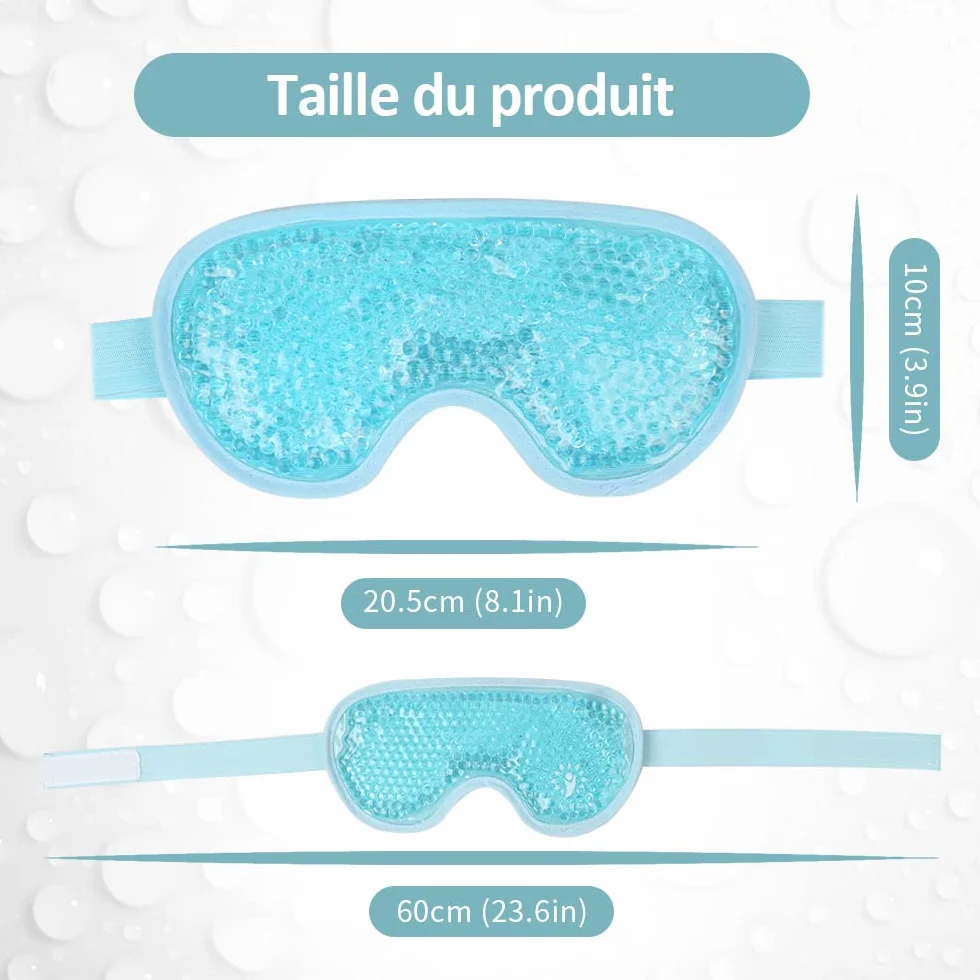 Masque pour les yeux réutilisables avec perles de gel, thérapie haute et basse température, rafraîchissant yeux gonflés secs maux de tête