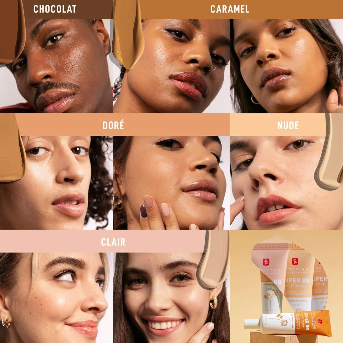 Erborian Super BB Crème au Ginseng Soin du Visage Teinté Haute Couvrance SPF 20 Cosmétique Coréen
