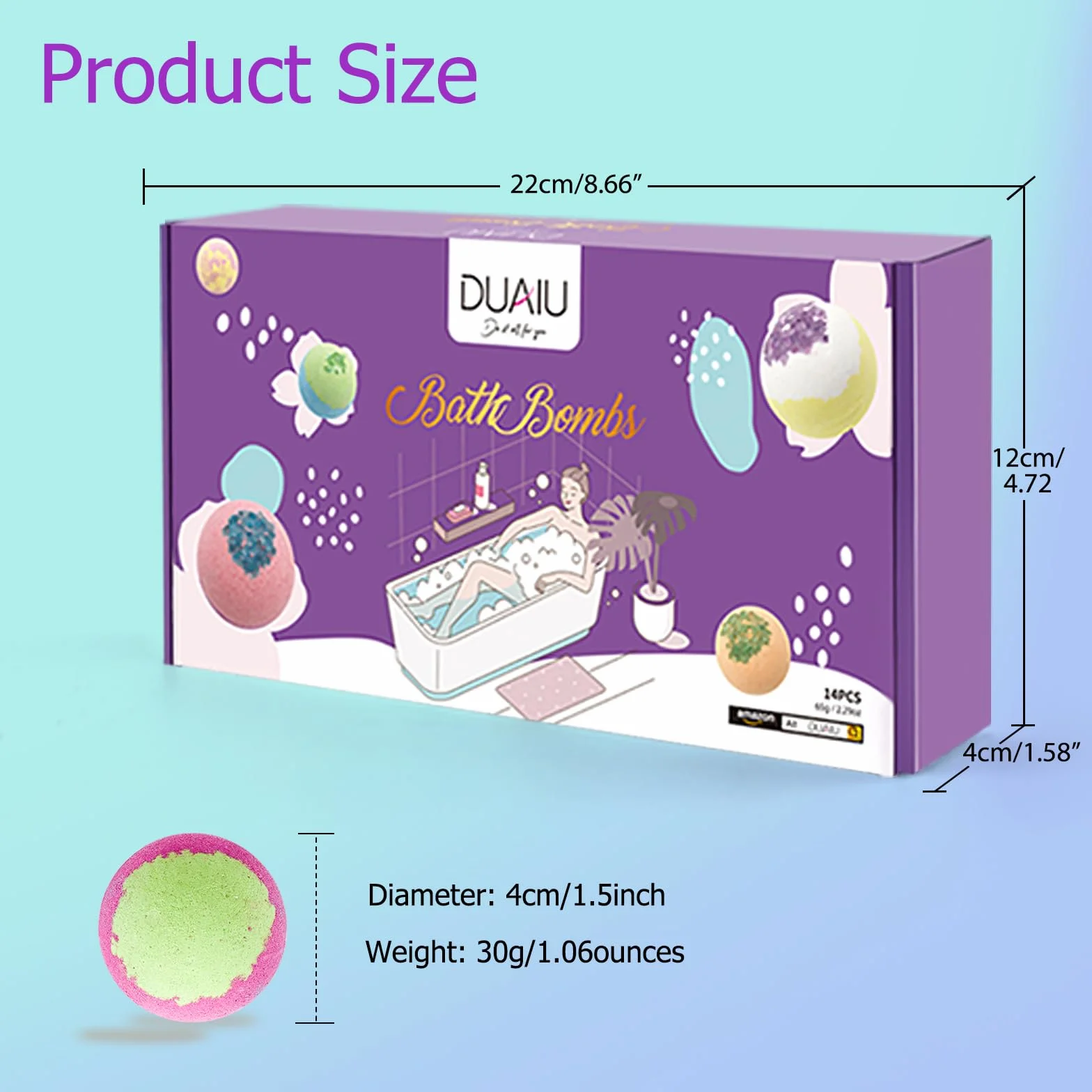Coffret Cadeau Boules de Bain 14pcs Bombes de Bain Moussant aux Huiles Essentielles Naturels Fait à la Main