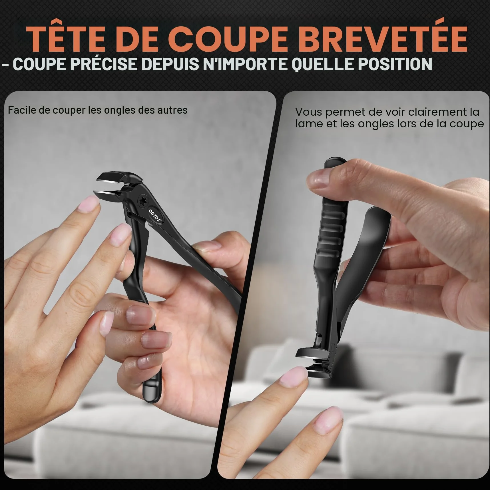 BEZOX ergonomique pour personnes âgées - Coupe-ongles à long manche avec récupérateur - Coupe-ongles d'orteils pour ongles épais - Coupe-ongles de précision