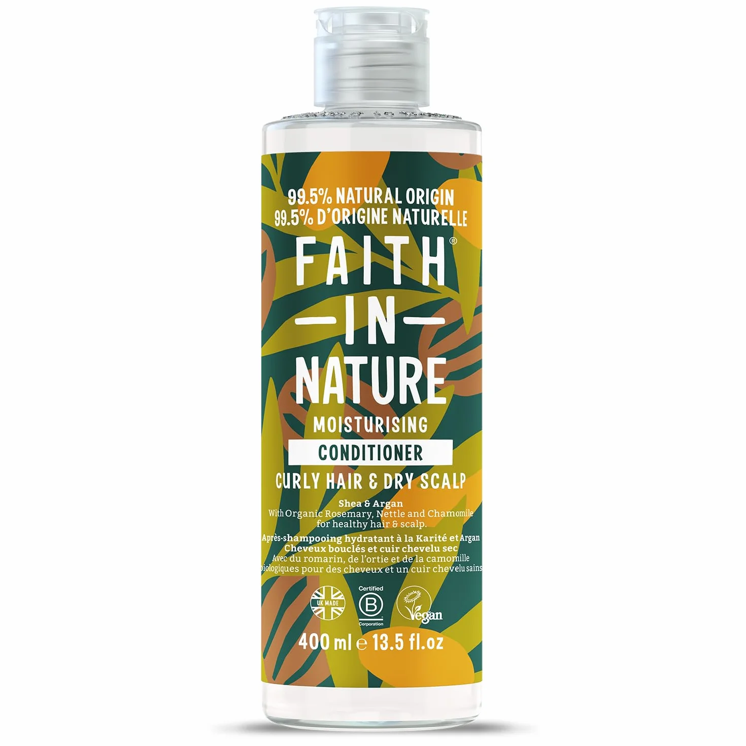 Faith In Nature Après-Shampooing Karité Argan Cheveux Bouclés Cuir Chevelu Sec Hydratant Végan Sans SLS Silicones Parabènes 400 ml