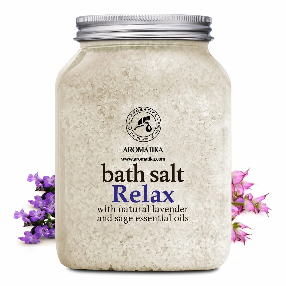 Sel de Bain Relaxant 1300g - Sel Marin avec Lavande Essentielle Naturelle - Meilleur pour un Bon Sommeil - Soulagement du Stress - Beauté - Bain - Soin du Corps - Sel D'Bain