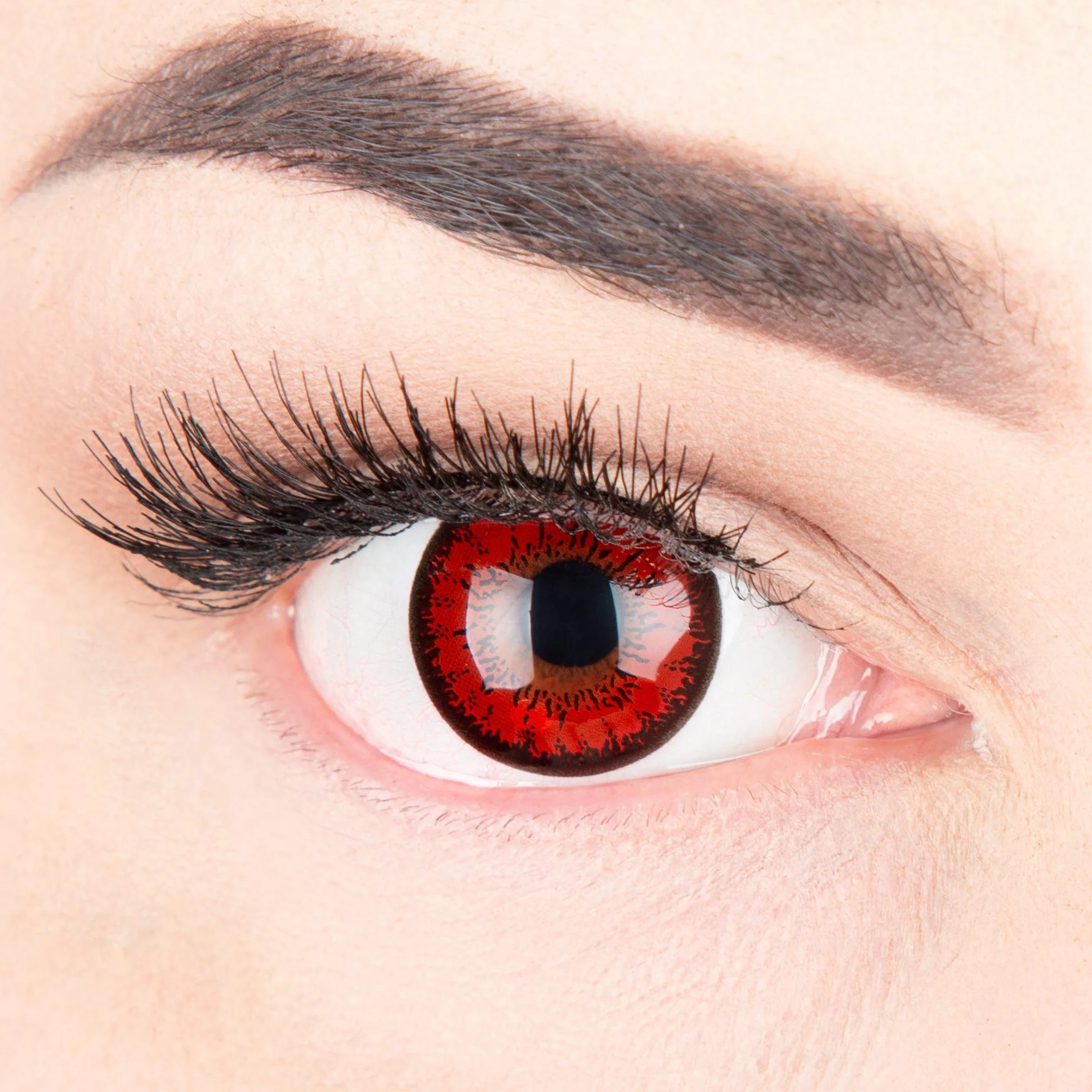 Lentilles couleur rouge noir vampire red flower Halloween Fantaisie Carnaval 1 paire sans correction 0,00 Dioptries MERALENS