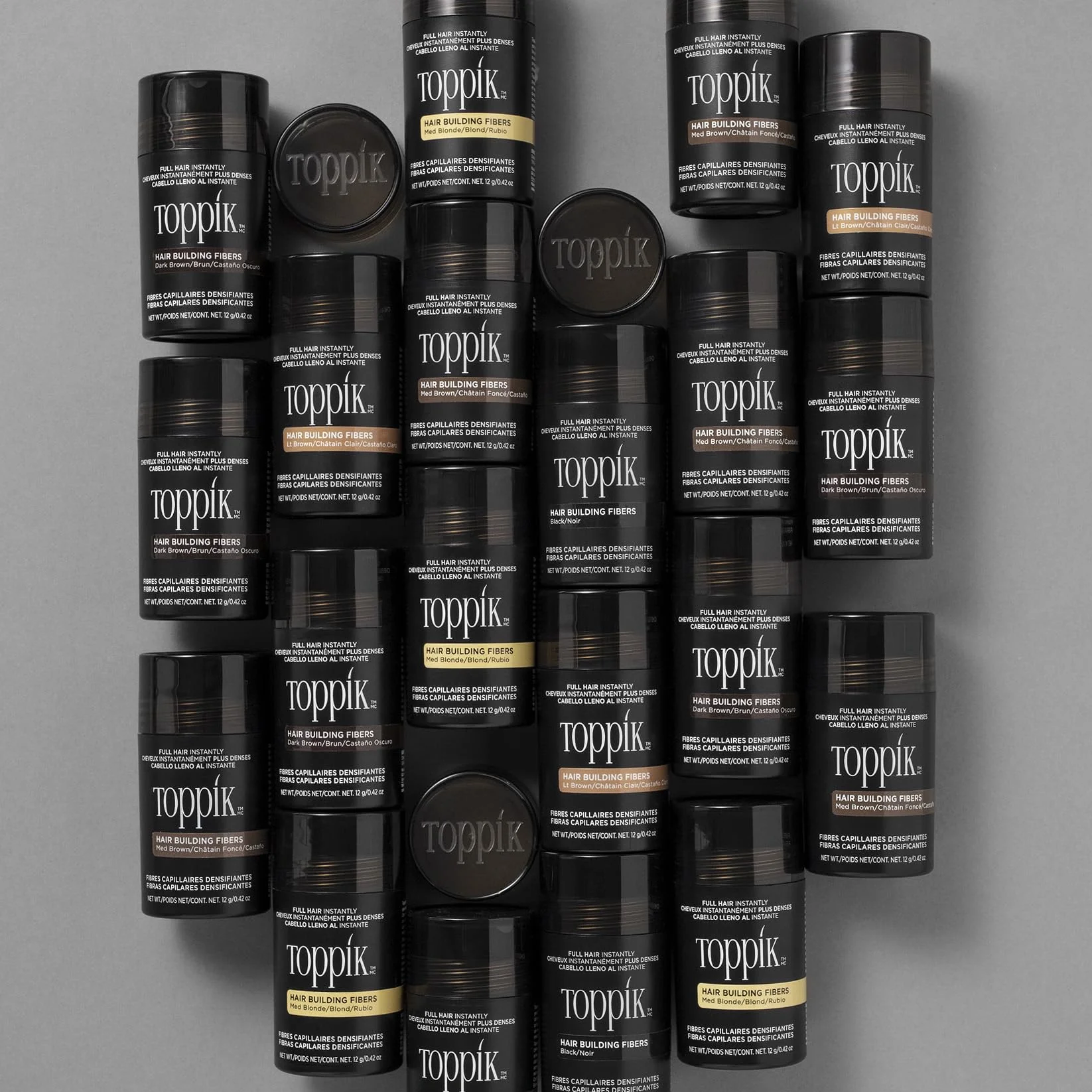 TOPPIK Fibres Capillaires Densifiantes Kératine Noir 27,5g Cheveux Aspect Naturellement Epais Racines Ligne Frontale Barbe Calvitie