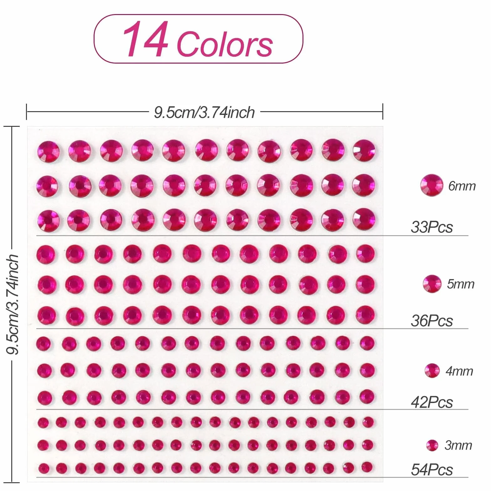 Sularpek 2300 Pcs Strass Visage Autocollants Auto-Adhésifs Colorés Lumineux Nail Art