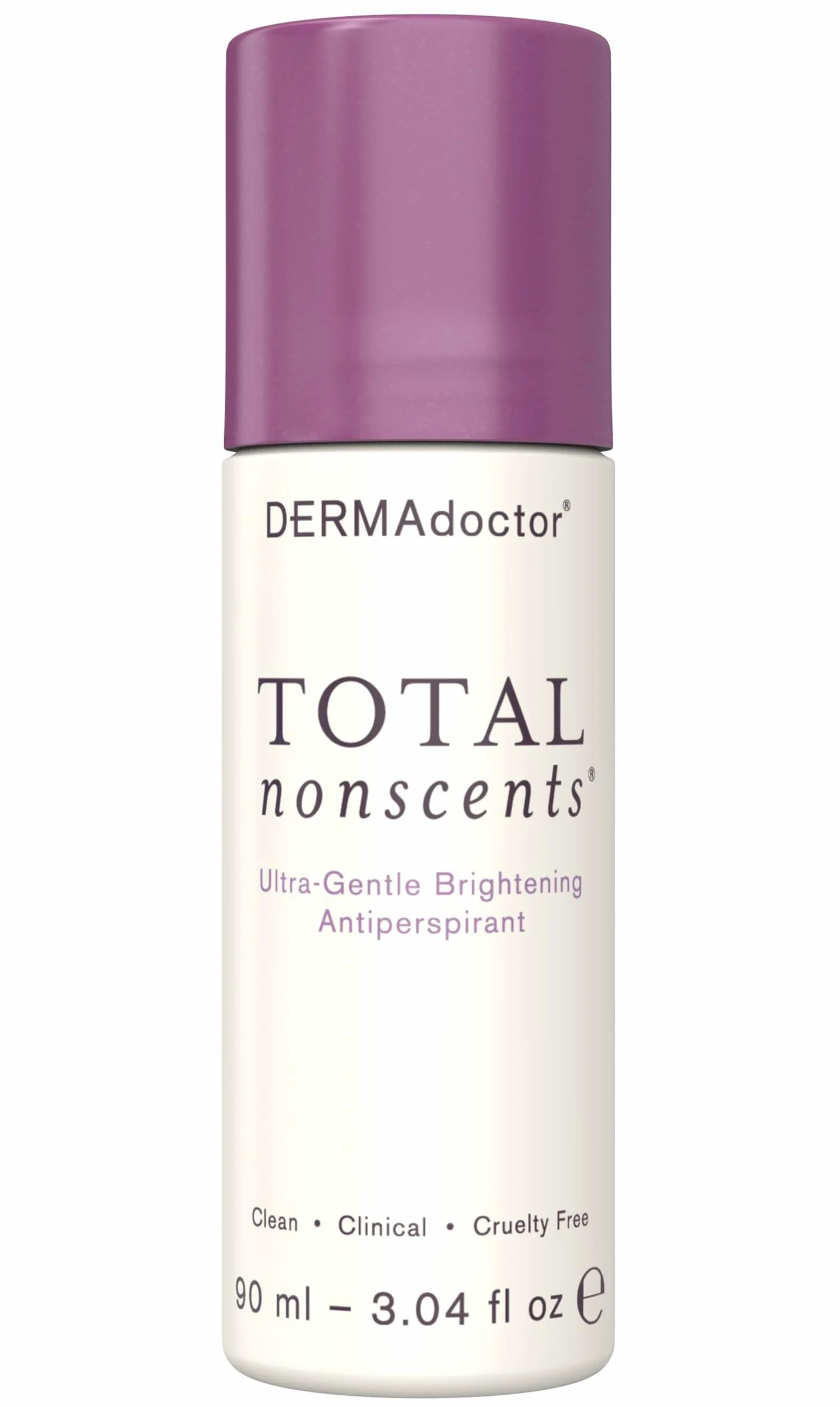 DERMAdoctor Déodorant Femme et Homme Total NonScents – Deodorant Anti Transpirant Femme Ultra-Doux Peaux Sensibles, Éclaircissant Teint Aisselles, Sans Parfum, Hypoallergénique Roll-On 90 ml