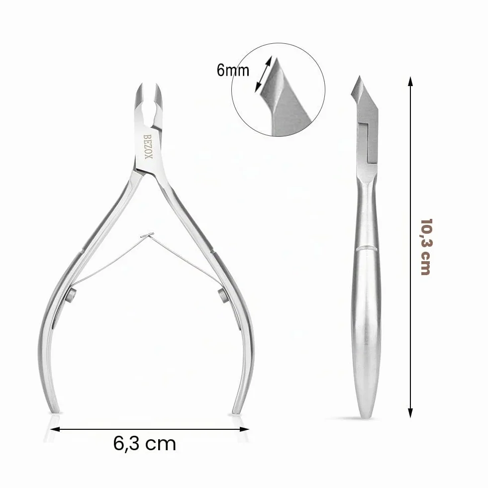BEZOX Coupe-cuticules professionnel acier inoxydable dissolvant peaux mortes Argenté