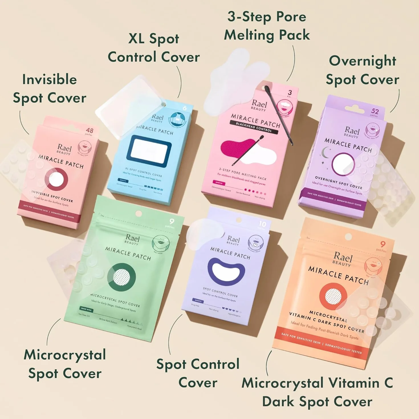 Rael Patch Anti Bouton Invisible - Hydrocolloïdes Acne Pimple Patches pour Visage, Vegan, Sans Cruauté, 96 Patchs