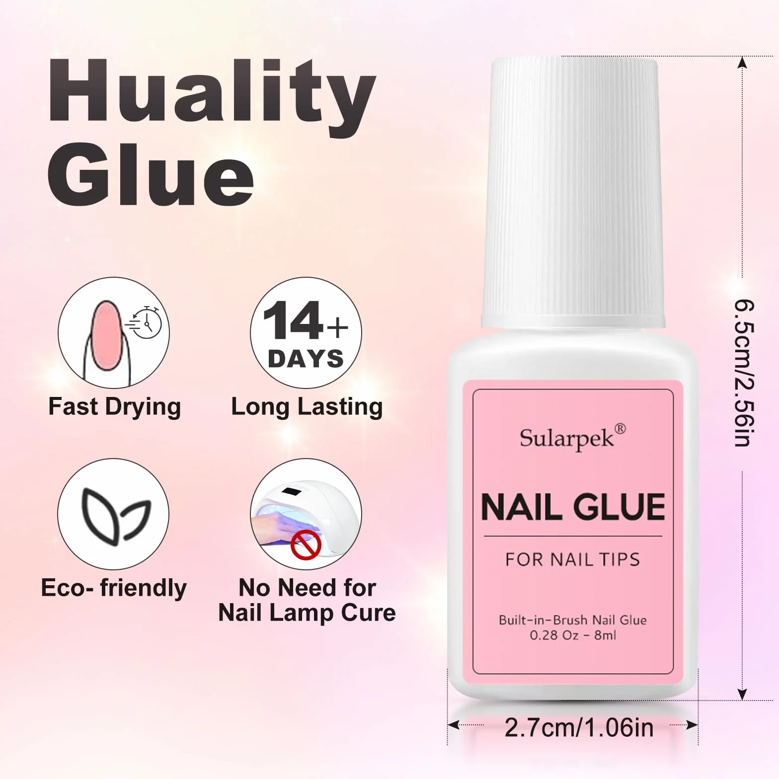 Colle Faux Ongles Extra Forte 8ml avec Brosse, Séchage Rapide Professionnel pour Ongles Acrylique