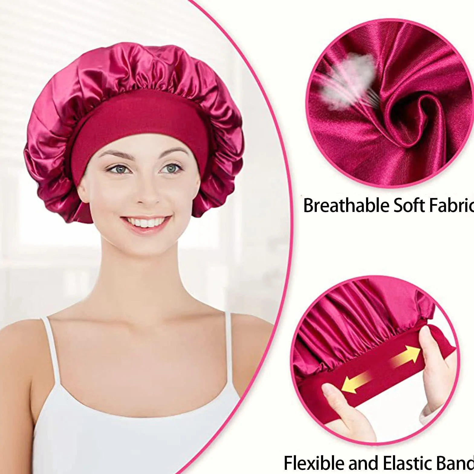 Bonnet Soie Cheveux Nuit Protection Avec Élastique Doux Pour Dormir Douche Maquillage