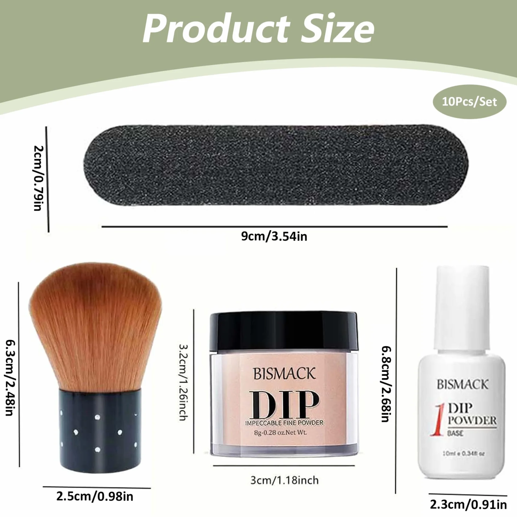 Kit de poudre de trempage pour ongles 10 pièces, 4 couleurs avec activateur base/couche finition, marron
