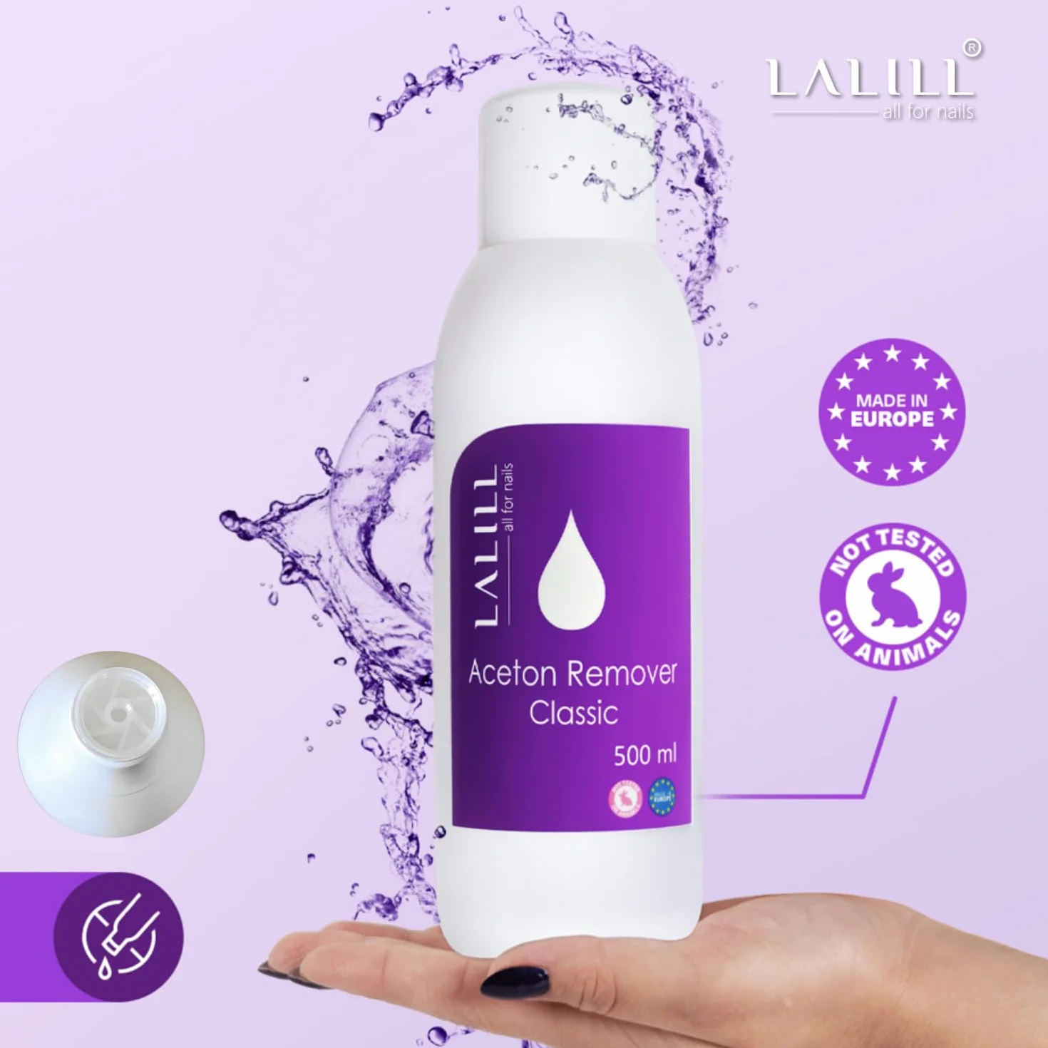 Dissolvant pour vernis à ongles à l'acétone 500 ml - Acétone pure ongle semi permanent, hybrides, gel UV
