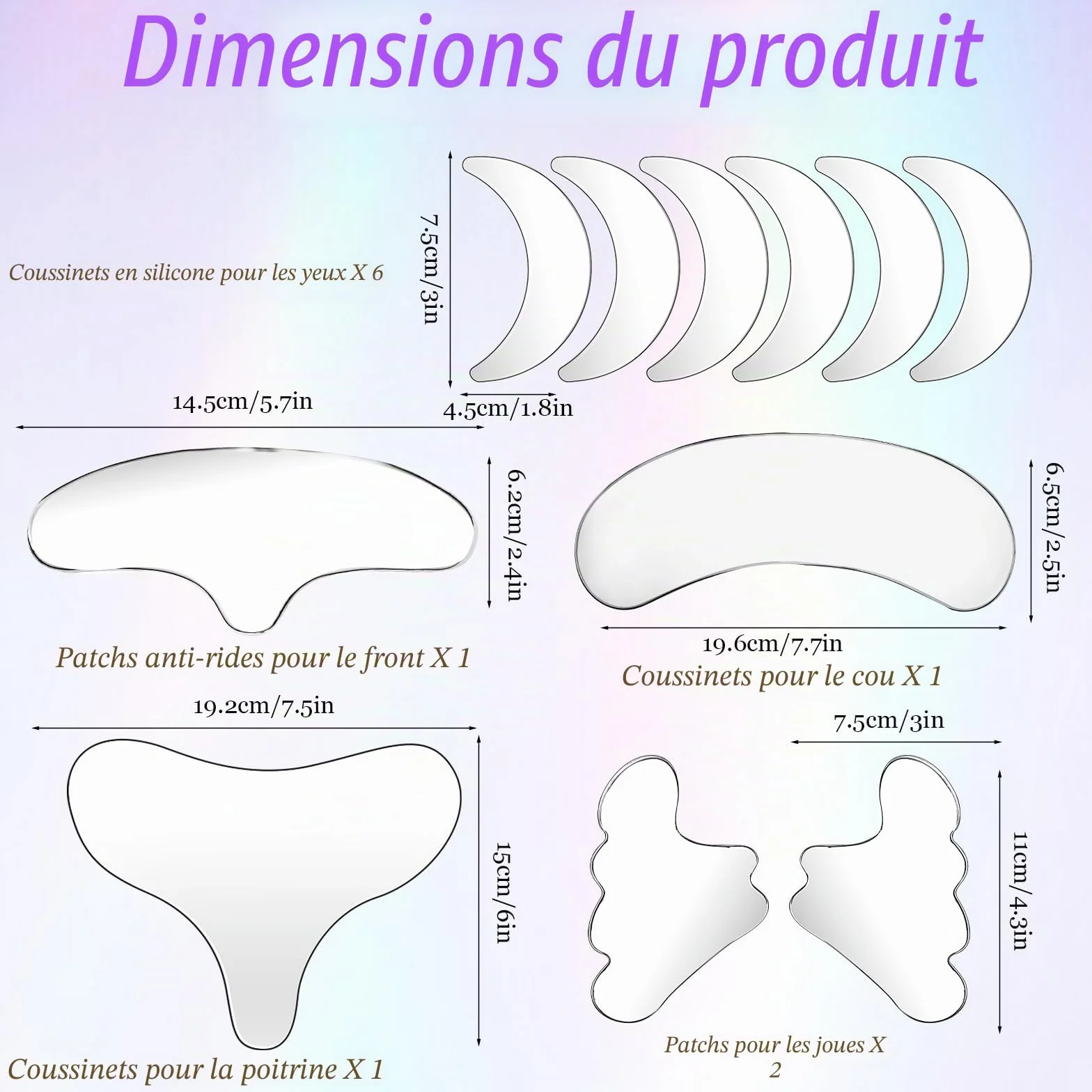 Masques anti-rides en silicone Dimeho Lot de 11 coussinets oculaires réutilisables