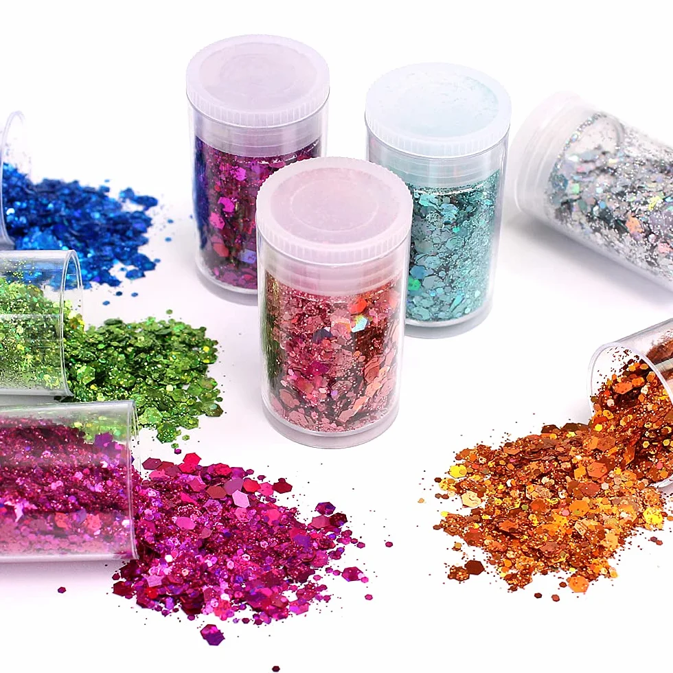 Paillettes irisées cosmétiques 36 couleurs mélange grossières et fines visage corps yeux ongles