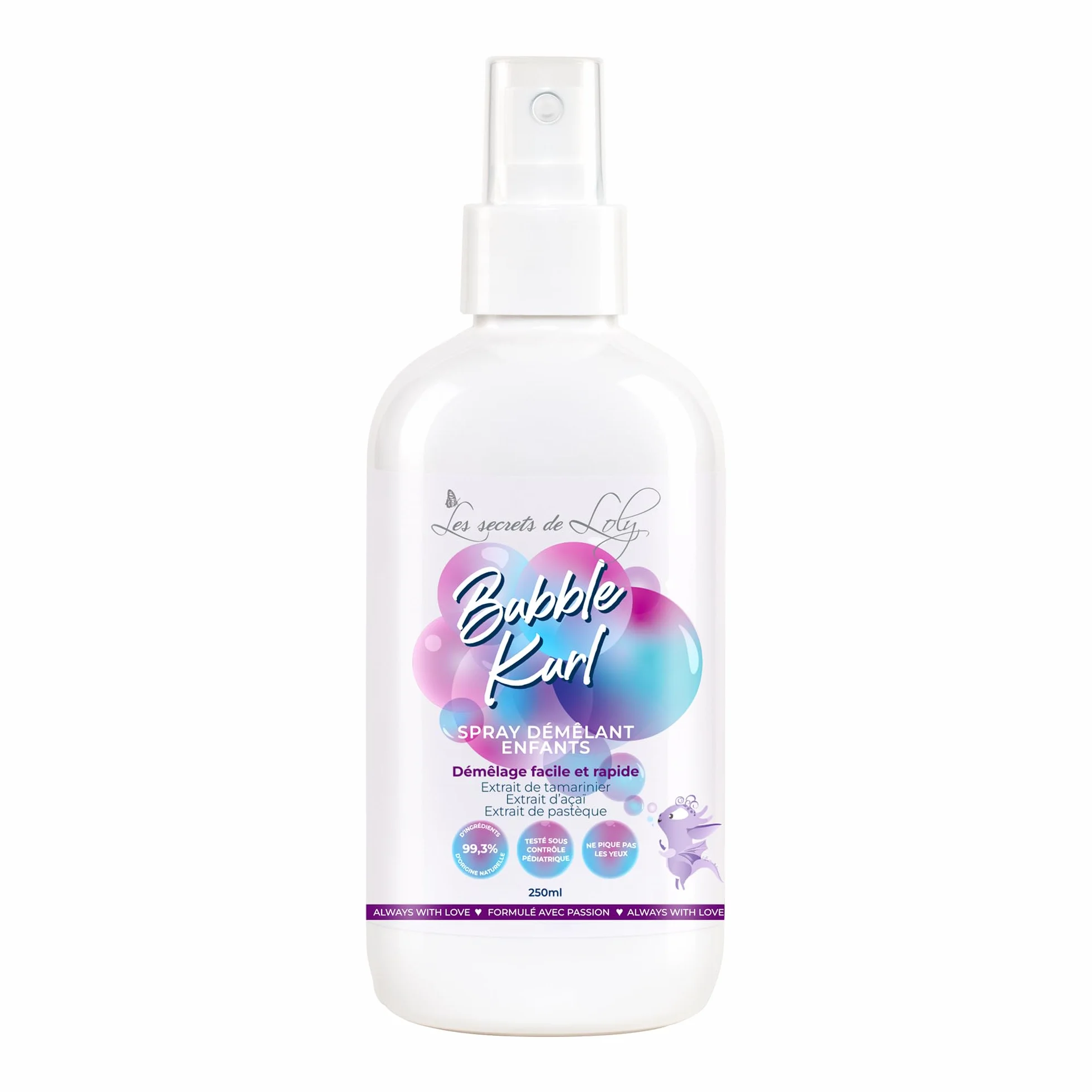 Les Secrets de Loly Bubble Kurl Spray démêlant enfant 250 ml Cheveux bouclés frisés crépus