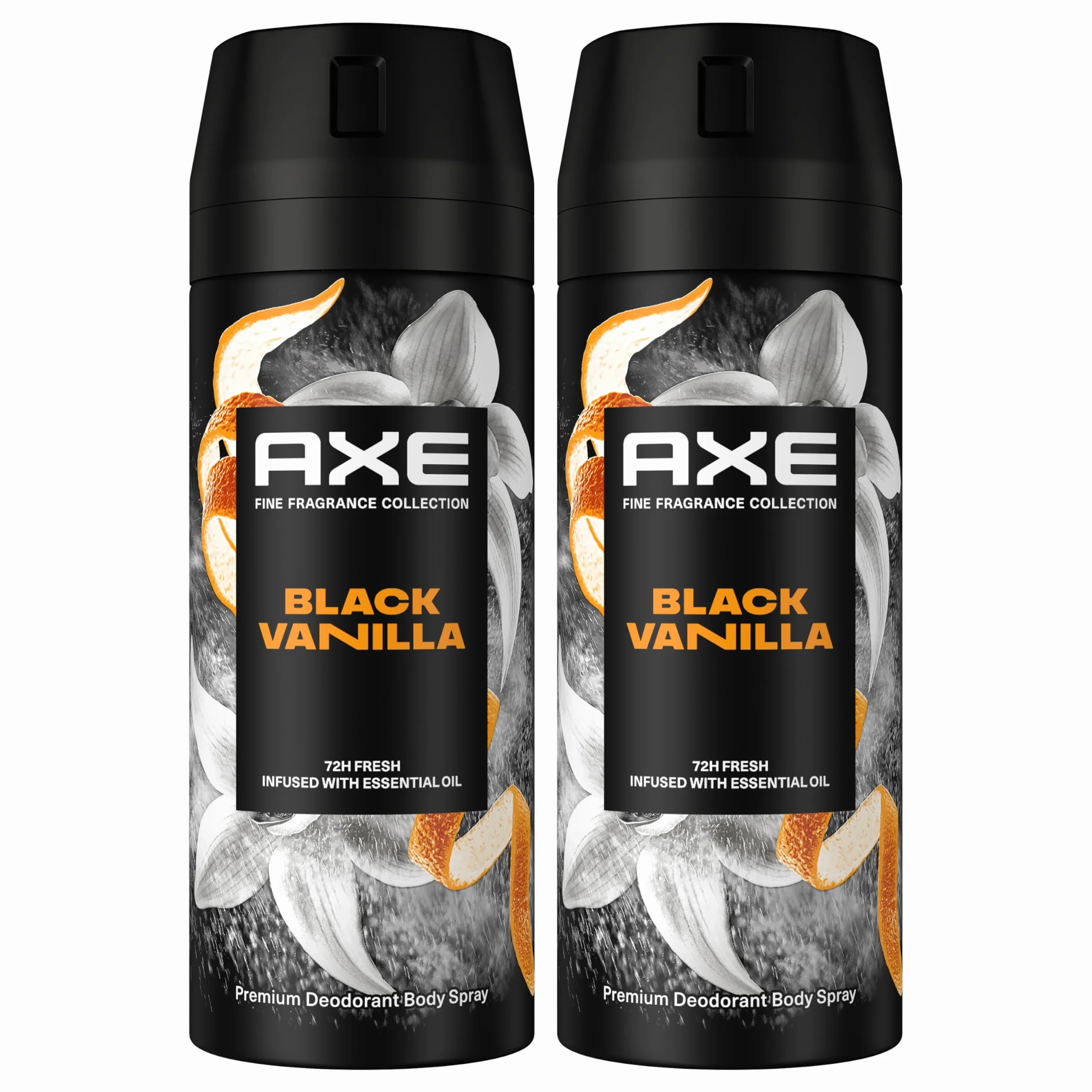 AXE Déodorant Homme Spray Anti-Transpirant Black Vanille Collection Prestige 72h lot de 2x150ml