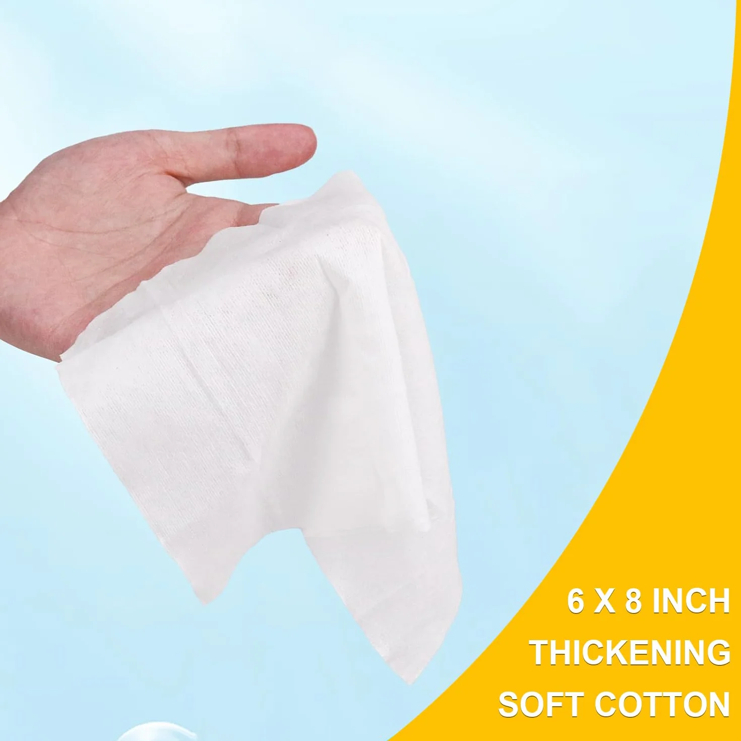 Lingettes humides Aloe Vera 15x20 cm, emballées individuellement, lot de 100 pour visage et mains