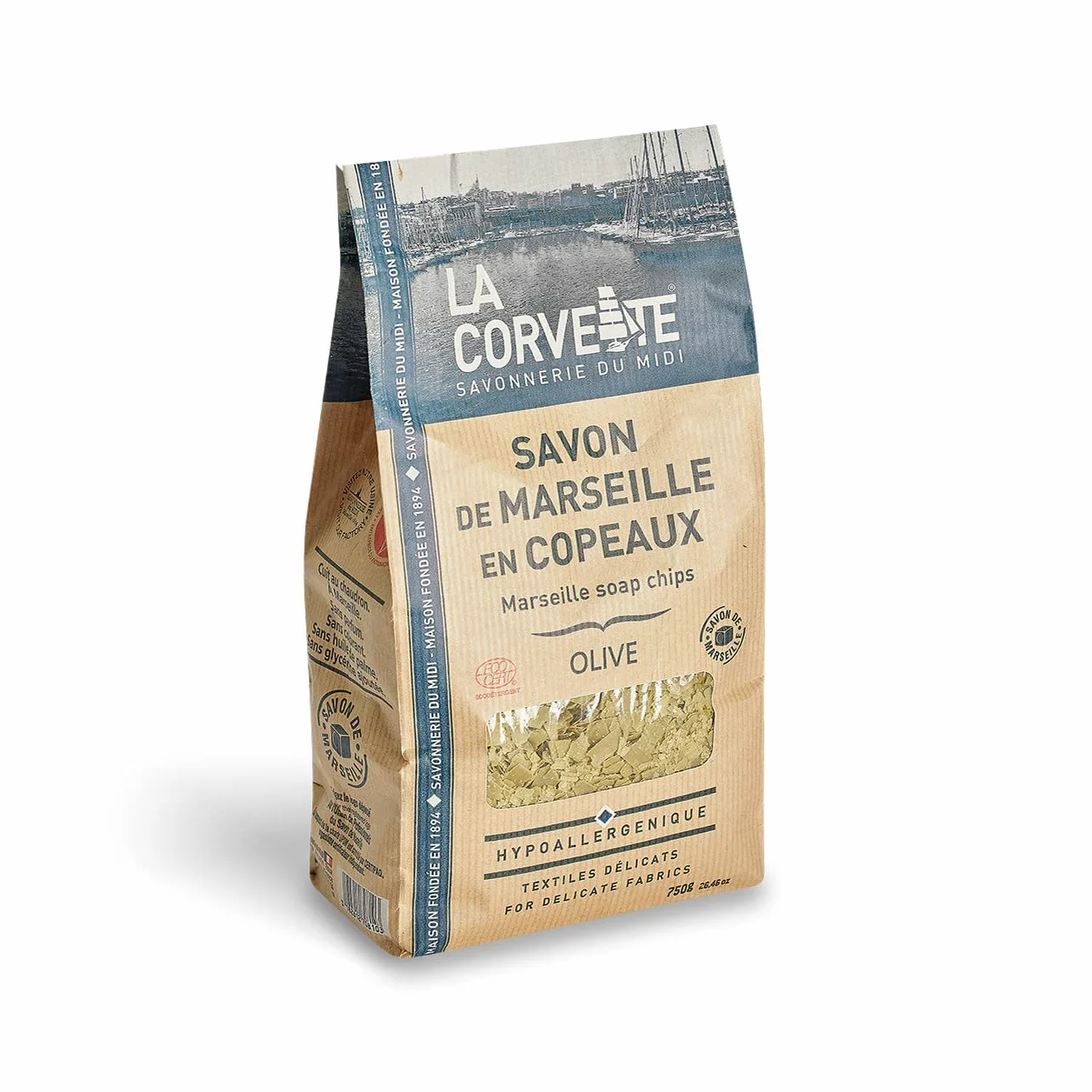 La Corvette Savon de Marseille en Copeaux Olive 750 g