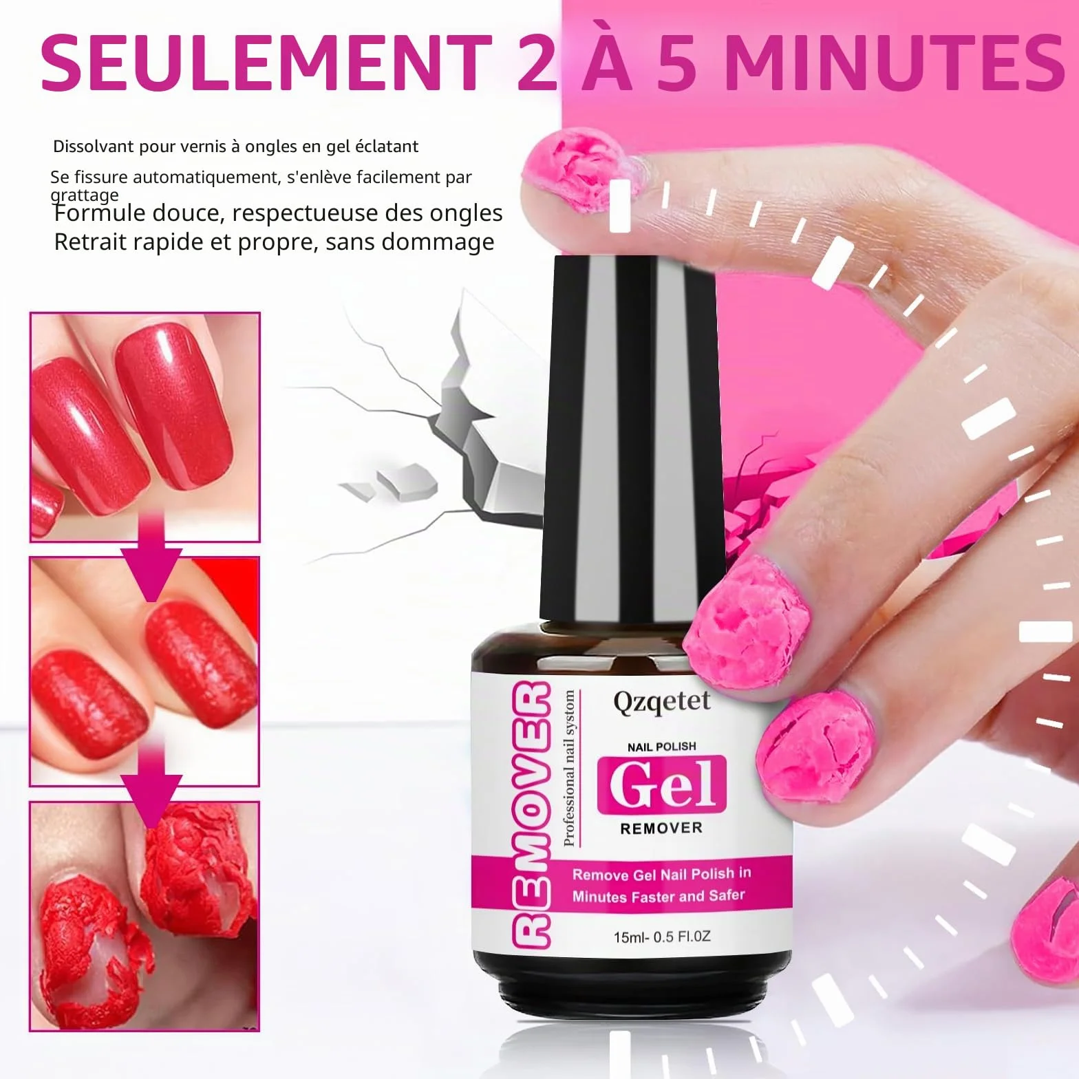 Dissolvant pour vernis à ongles gel 15 ml – Retrait facile en 3 à 5 minutes