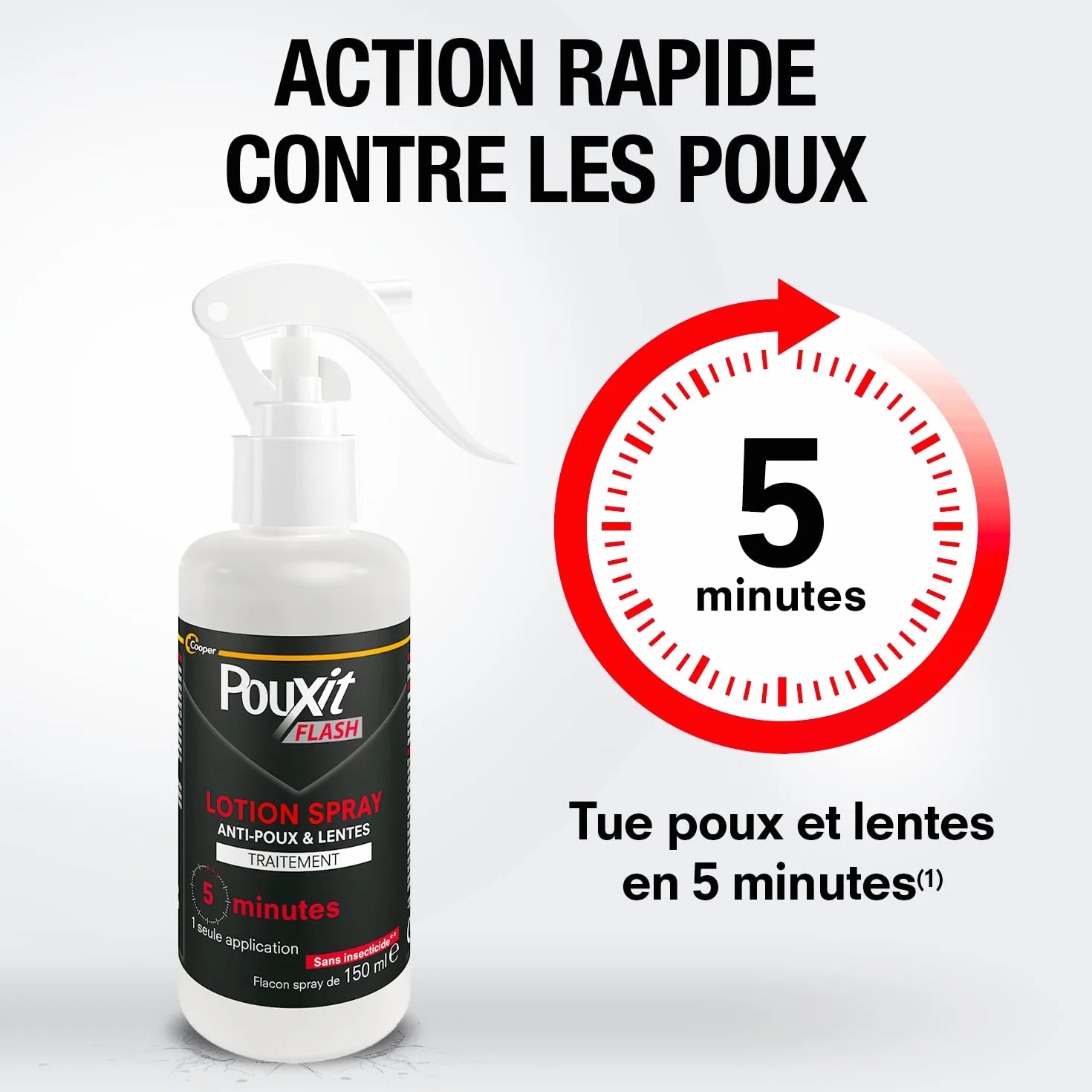 POUXIT Flash Lotion Spray Anti-Poux et Lentes 150 ml Traitement Cuir Chevelu