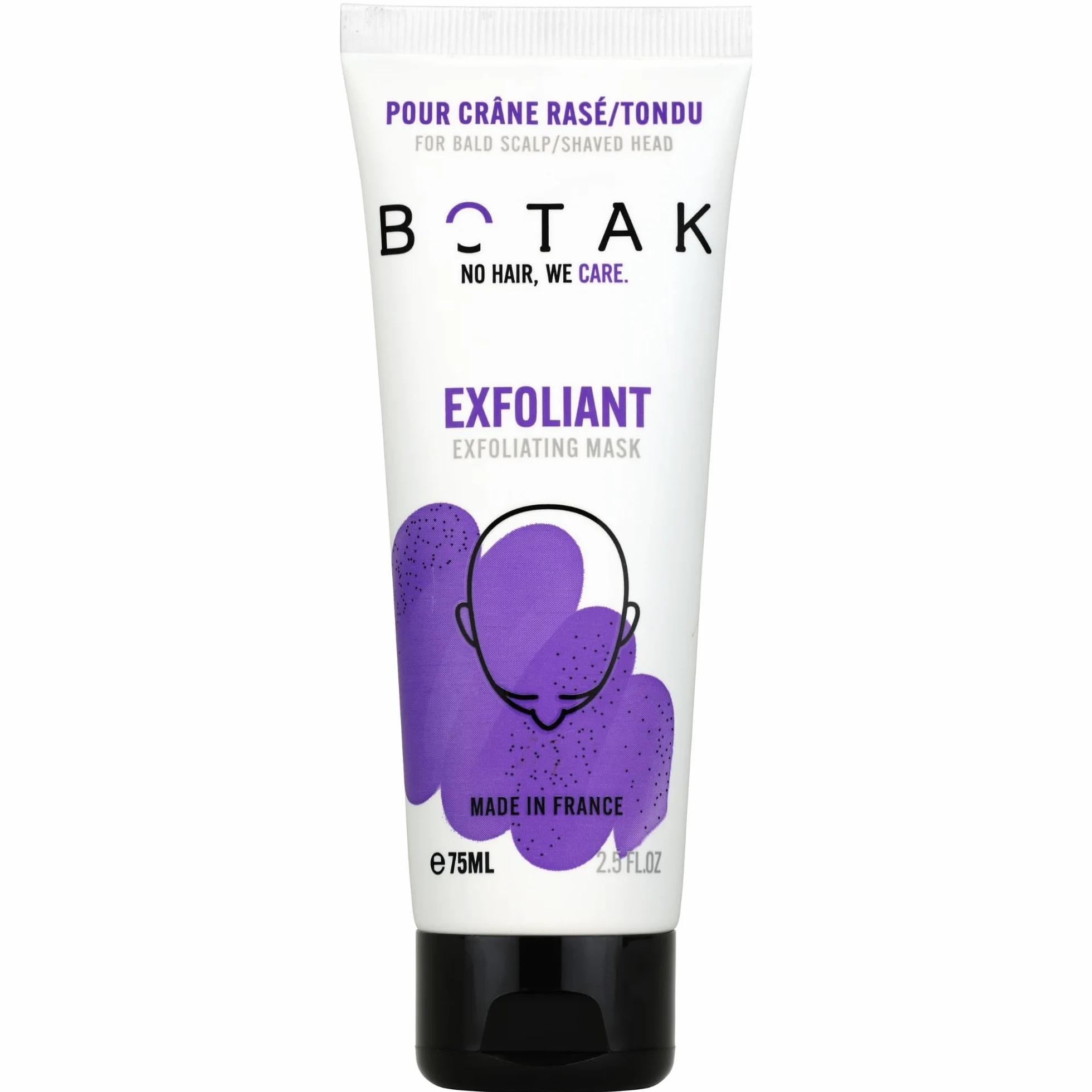 Masque Exfoliant Doux et Purifiant BOTAK Crâne Rasé et Chauve, Français | 99% d’origine naturelle, Vegan, Absorbe l’excès de sébum, limite boutons et poils incarnés, Régulateur de pH et microbiote