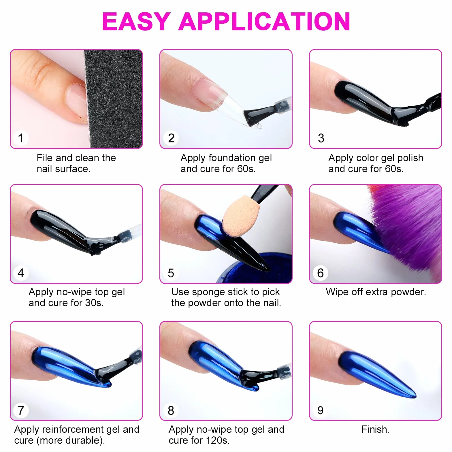 Saviland Poudre Chrome Ongles Métalliques 36 PCS Effet Miroir Nail Art Glitter Manucure