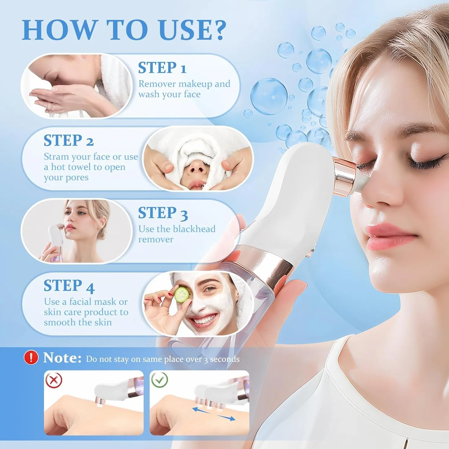 Aspirateur Point Noir Extracteur de Comédons Nettoyage des Pores avec 6 Sondes 3 Modes, Professionnel Extracteur de Point Noir Electrique Tire Nettoyant de Pores Soin Visage