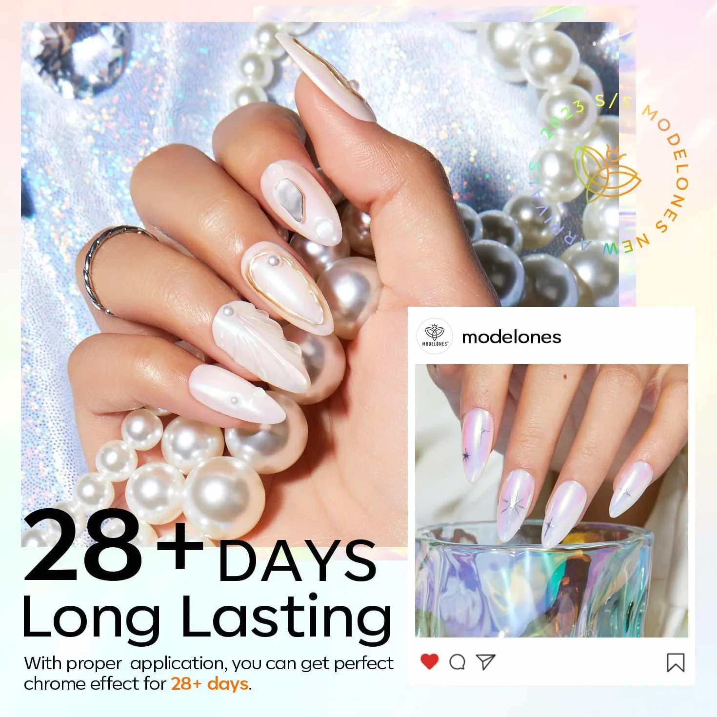 Modelones Lot de 13 poudres à ongles chromées - Poudre à paillettes pour ongles