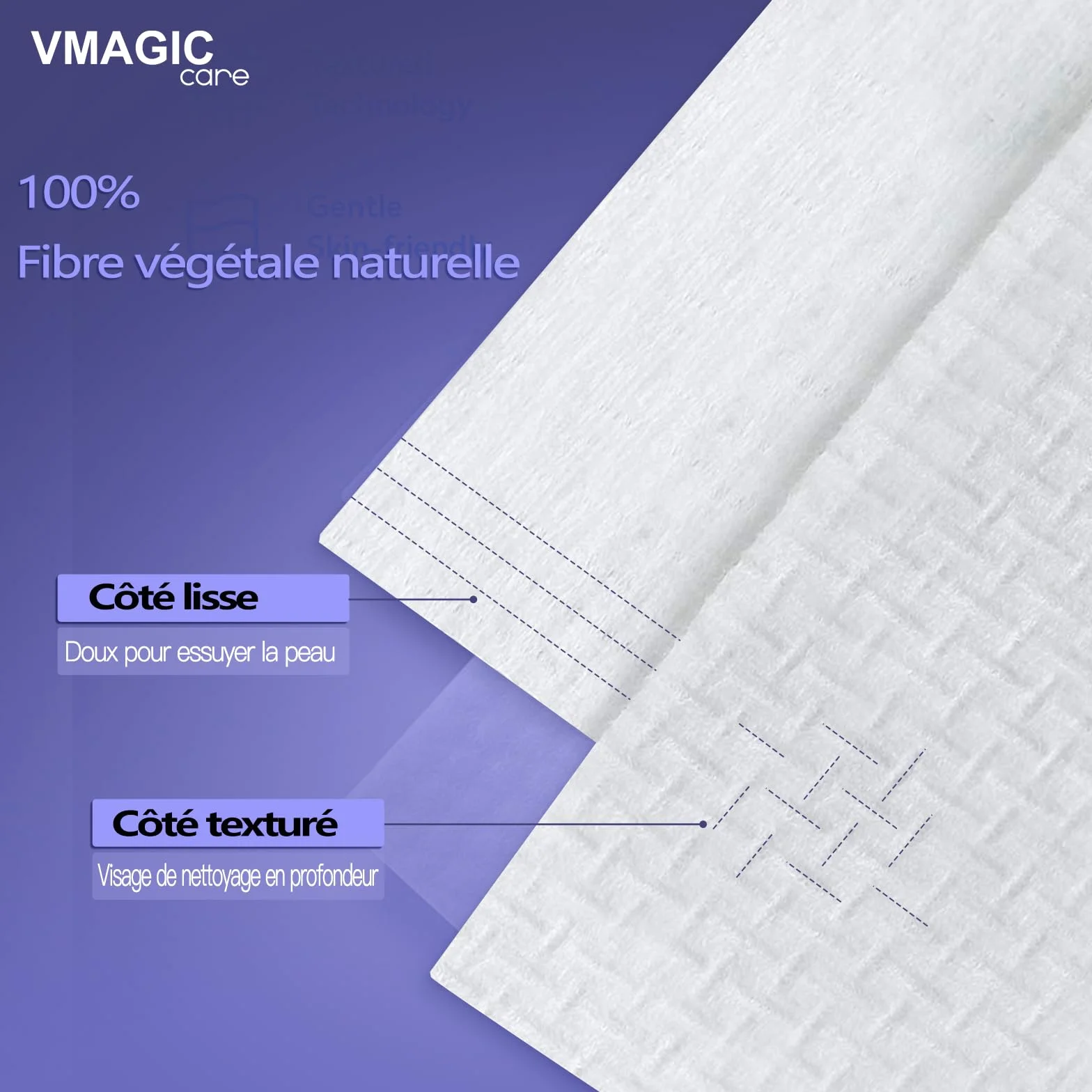 Serviettes visage jetables en coton 20x20 cm 120 pièces sans parfum démaquillage soins bébé