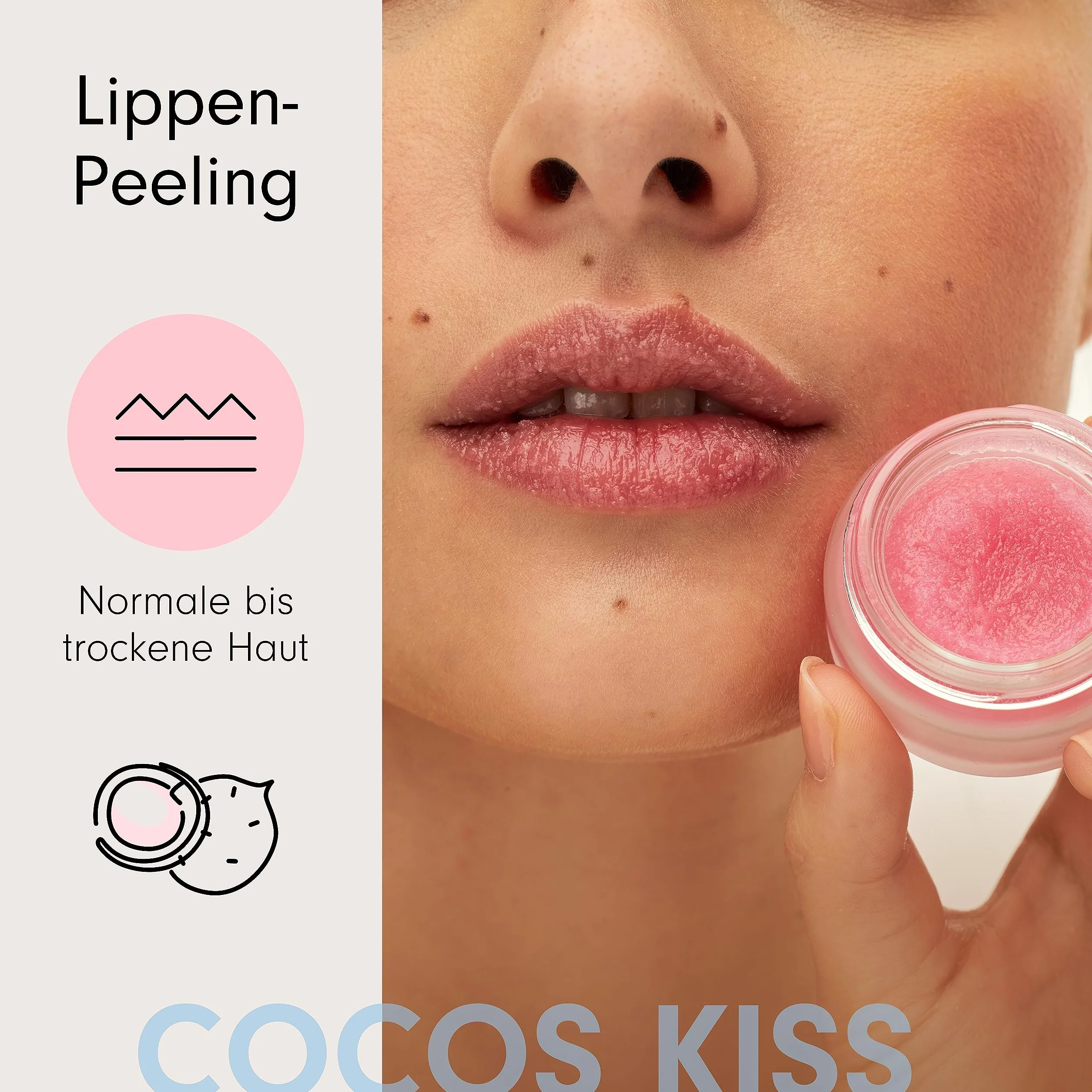 HelloBody Gommage à Lèvres Cocos Kiss 15 ml Exfoliation Soin Lèvres Douces Sucre Beurre Karité Huile Rose Musquée Bio 96,3% Ingrédients Naturels