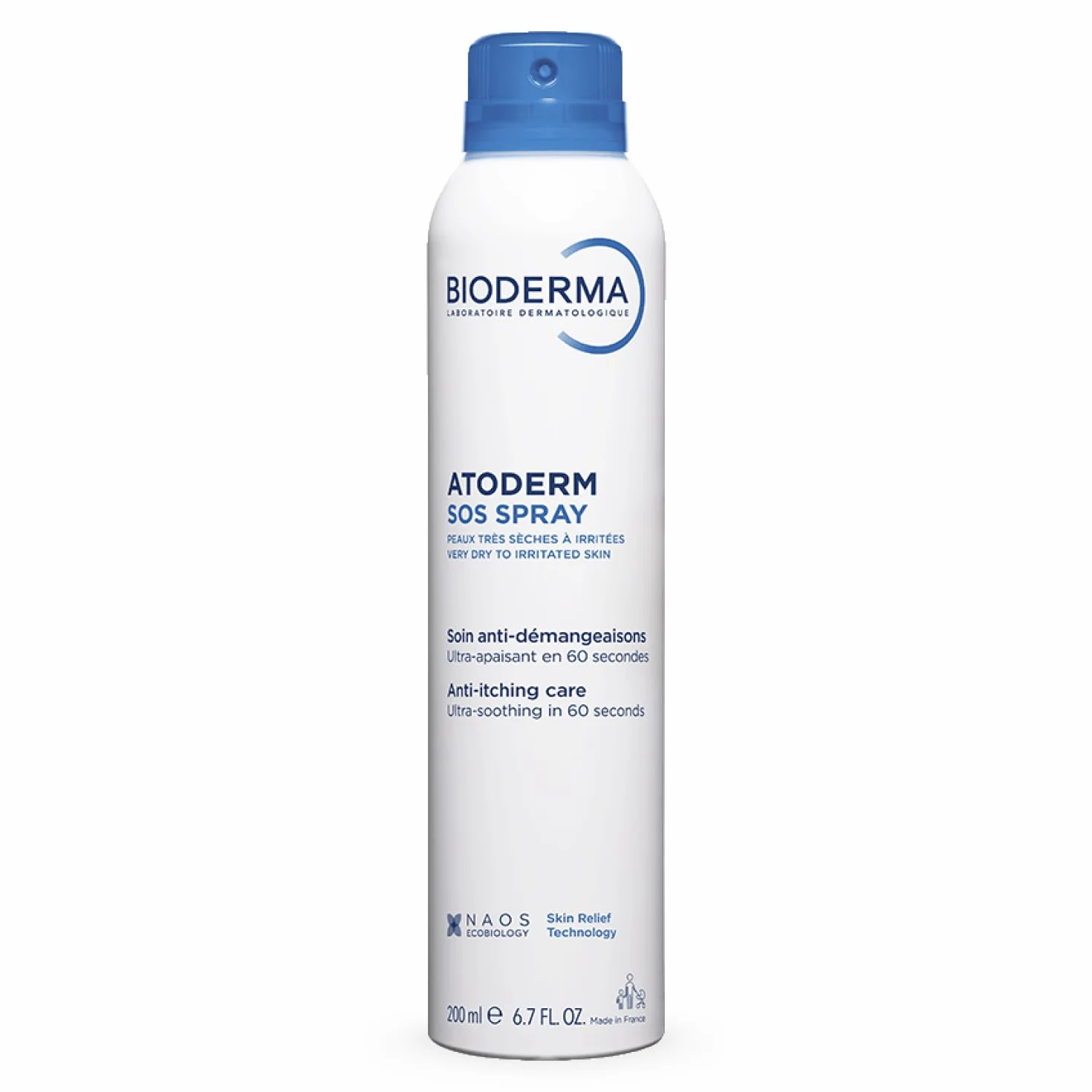 BIODERMA Atoderm SOS spray - Anti-démangeaisons et apaisement immédiat - Peaux sensibles irritées sèches à très sèches - Prescrit par des dermatologues - Pour toute la famille - Aérosol 200 ml