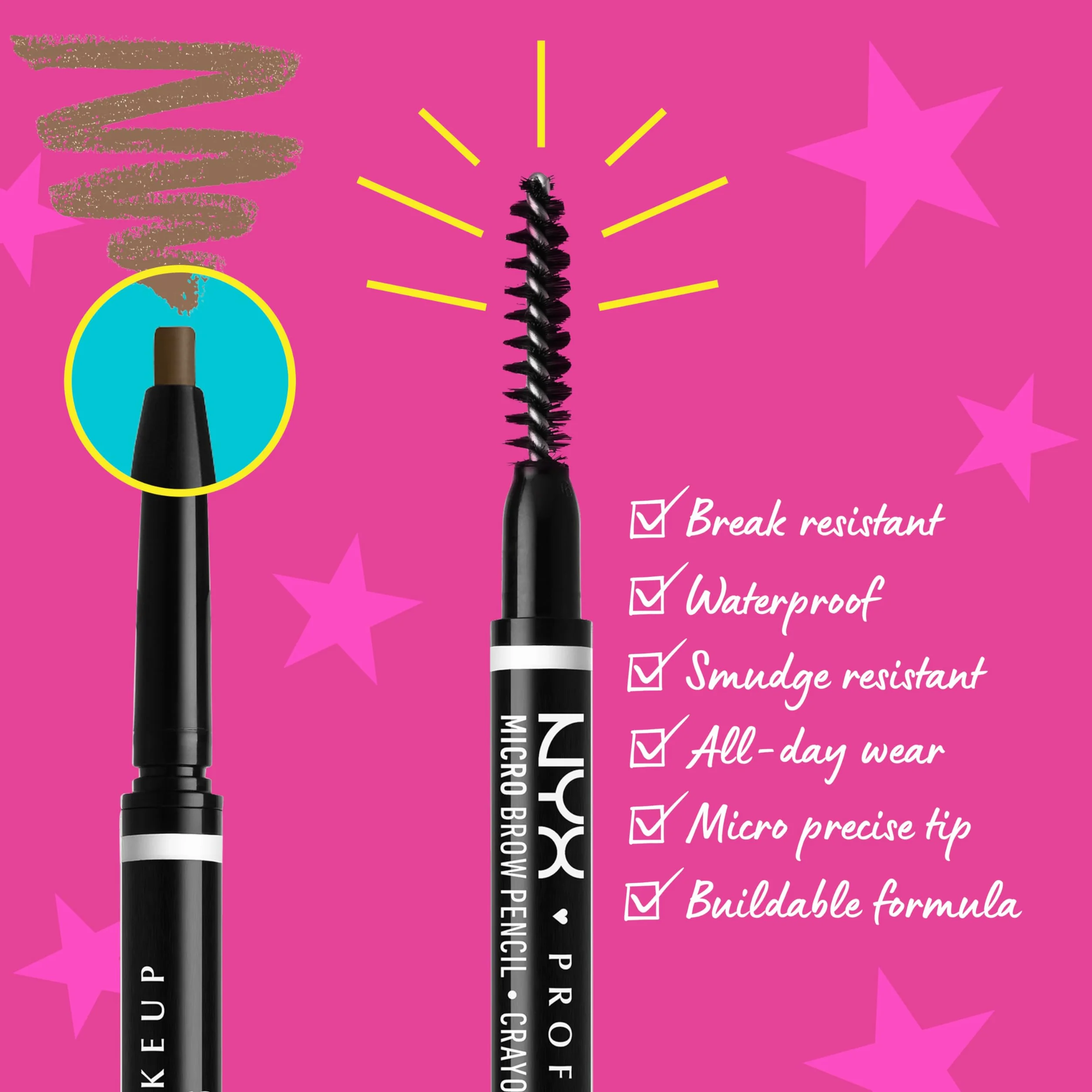 NYX Professional Makeup Crayon à Sourcils Micro Brow Pencil, Double-Embout, Teinte Brunette 06