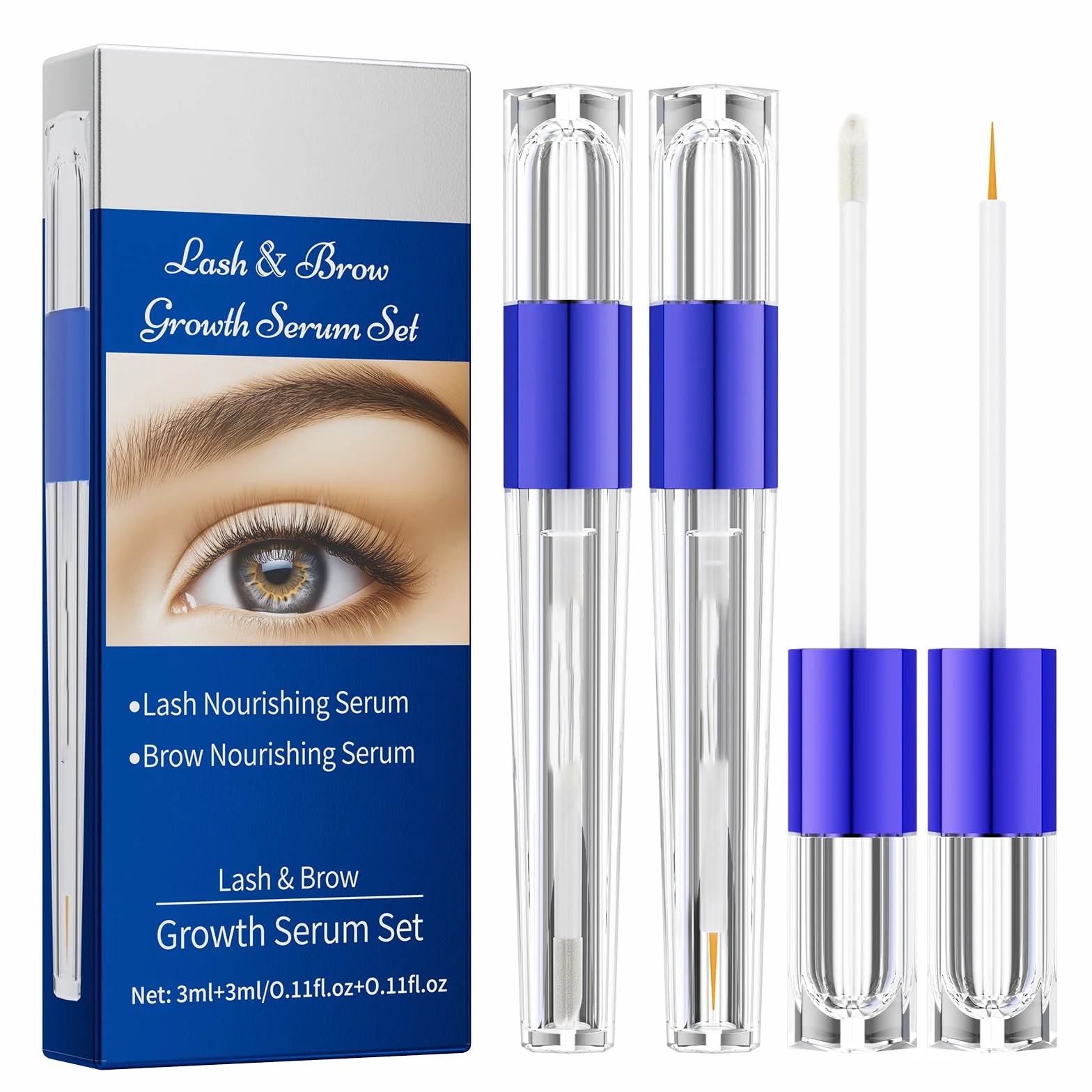 3ml Sérum Cils Croissance + 3ml Sérum Croissance pour Sourcils, SerumPousse, Facile à Appliquer, Fournis & Longs & épais, Hydratant et Soin Nourrissant, Idéal pour un Soin Quotidien