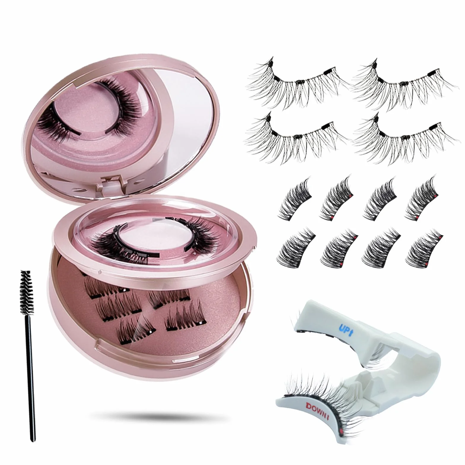 Faux Cils Magnétique 3 Paires Naturel 3D Waterproof Réutilisables avec Applicateur