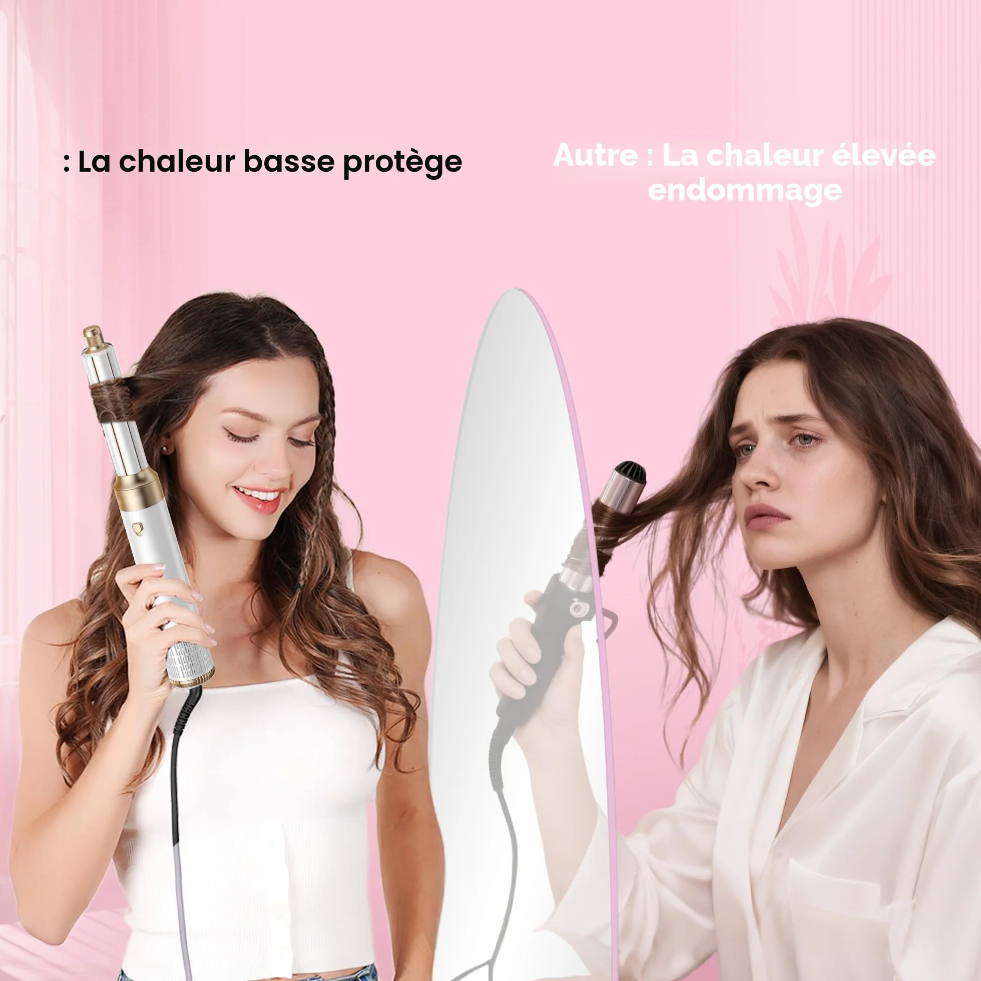 MogaWave Pro Airbrush Hairstyler 6 en 1 Air Styler 1000W Seche Cheveux Brosse Soufflante Multi-Styler