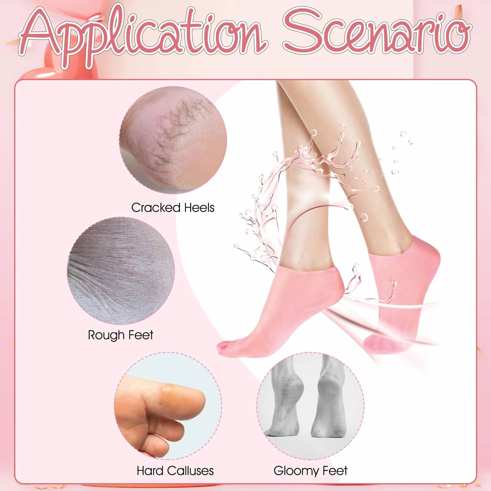 Chaussettes en silicone hydratantes pour femme, gants en silicone pour pieds secs et craquelés, soins des pieds après pédicure