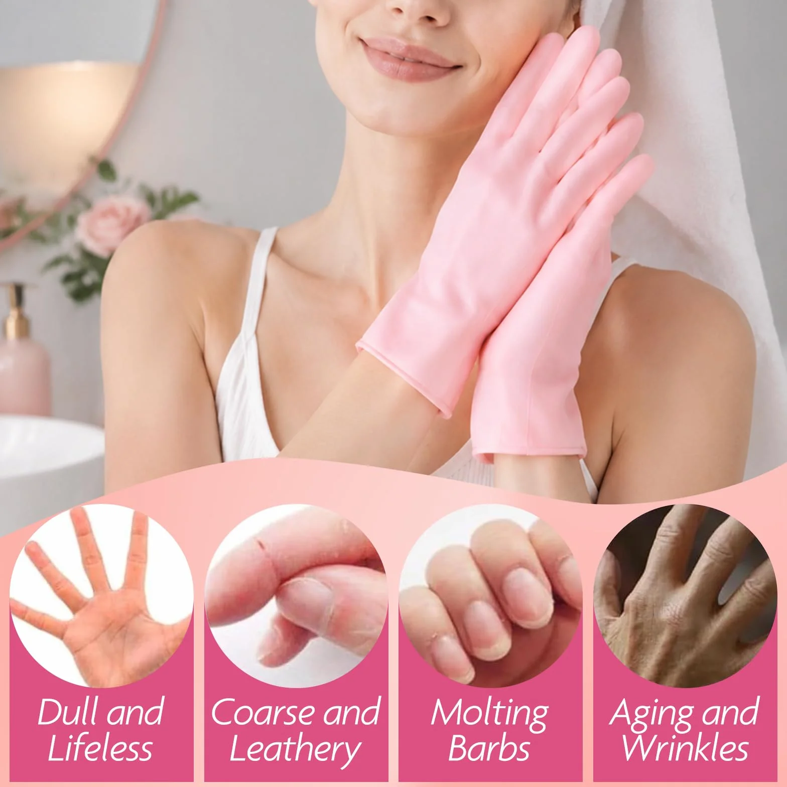 Chaussettes Silicone Pieds + Gants Silicone, Soin Intensif Talons Secs Crevasses, Réutilisables
