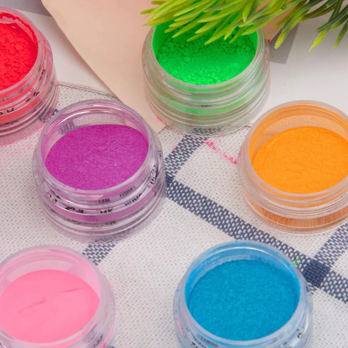 Sarini Poudre de Pigment pour Ongles 12 Couleurs Fluorescente Arc-en-Ciel Irisée Nail Art