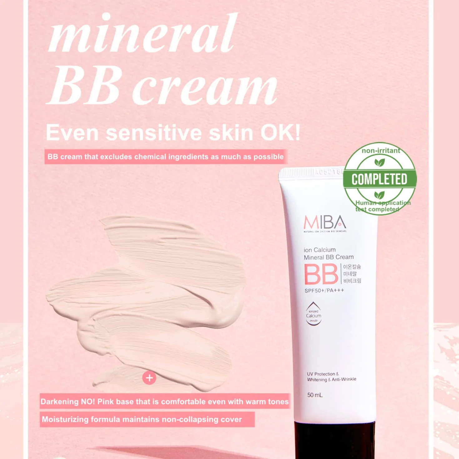 Mineral Bio Ion calcium minéral BB Crème SPF 50 +/PA +++ 50ml UV Protection & Eclat & Anti-rides