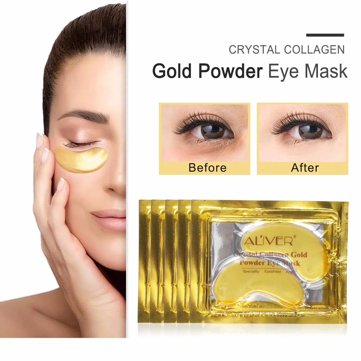 Masque oculaire 24K Gold, patch anti-âge, hydratant au collagène, sous le gel oculaire