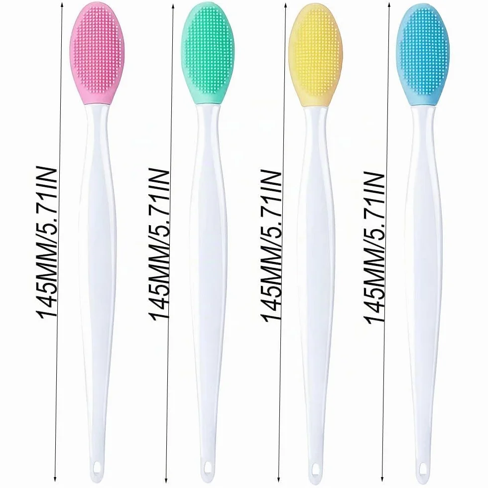 Pinceau à Lèvres Exfoliant Double Face en Silicone 4 Pièces