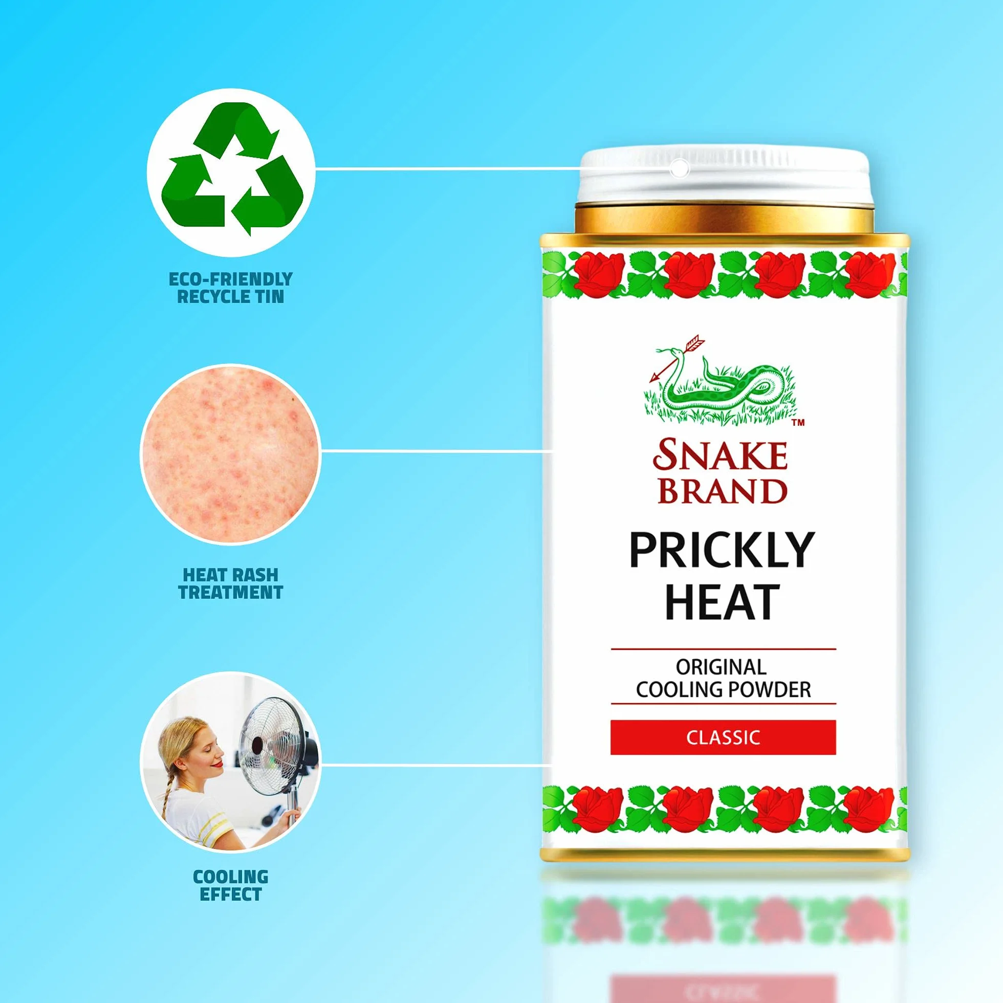 Snake Brand Prickly Heat Cooling Powder 2-pack 150g