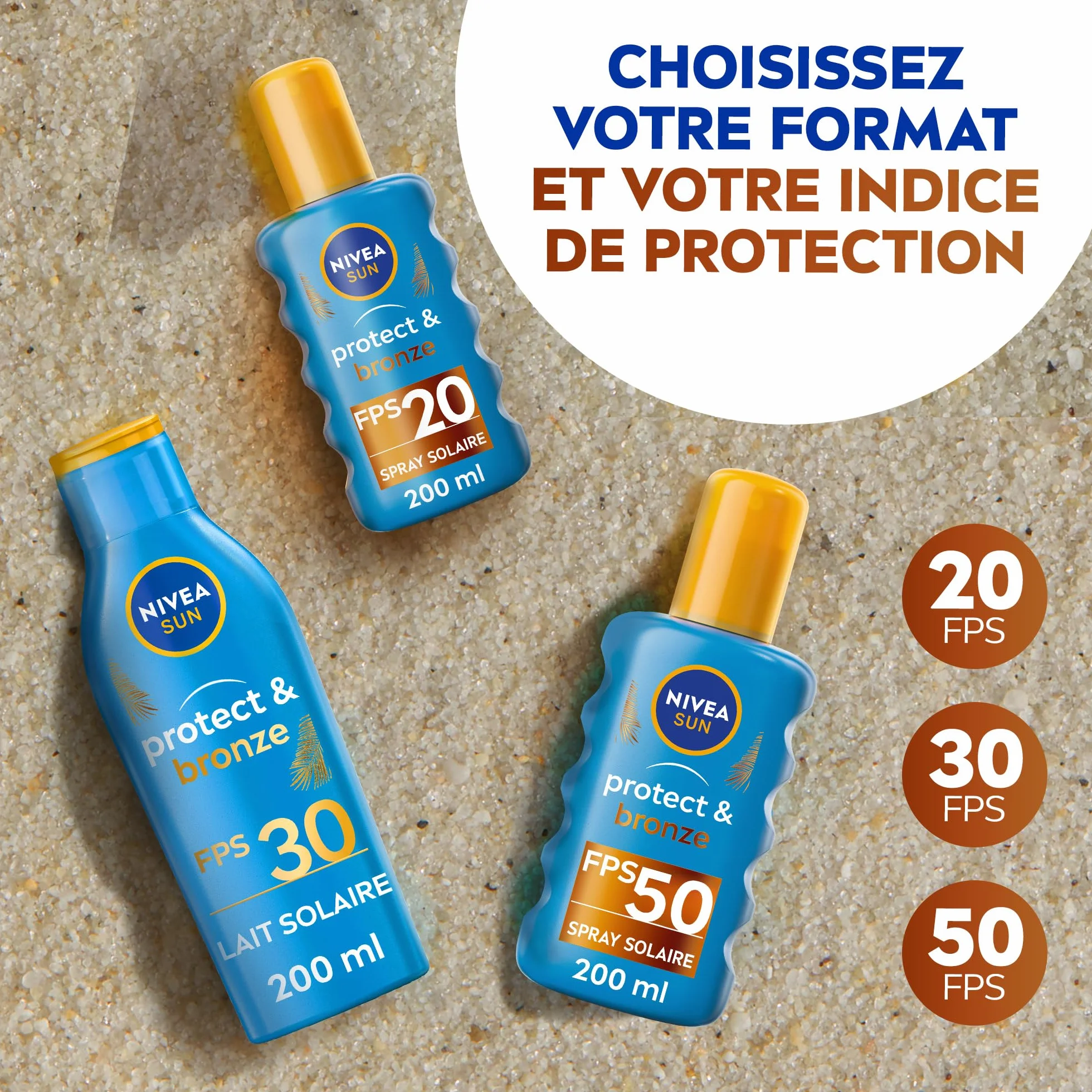 NIVEA SUN Lait Solaire Activateur de Bronzage Protect & Bronze FPS 50 200ml Crème Solaire Protection UVA/UVB