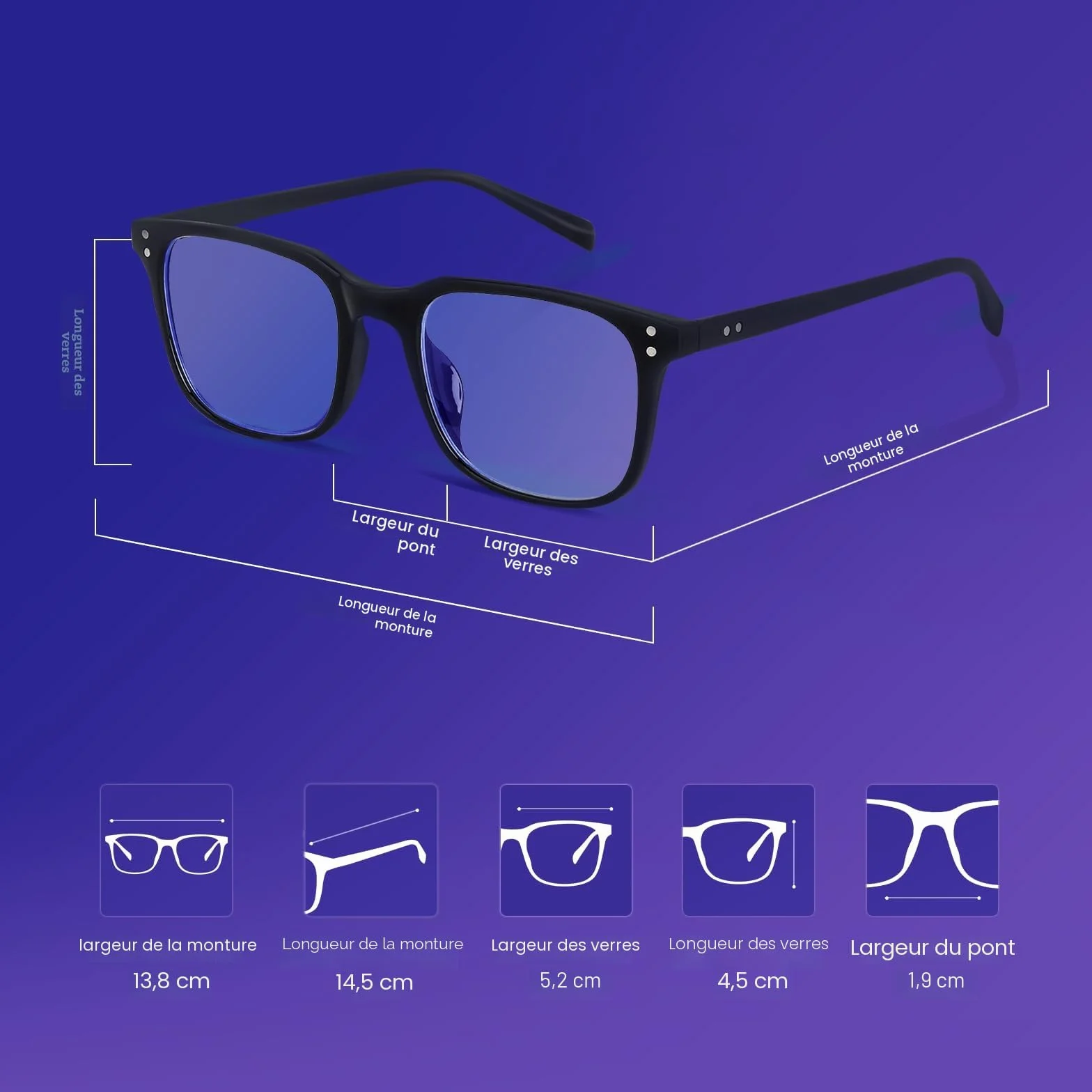 Lunettes Anti Lumière Bleue à Verres Transparents Anti Fatigue Oculaire Homme Femme Filtre PC Gaming Oc092