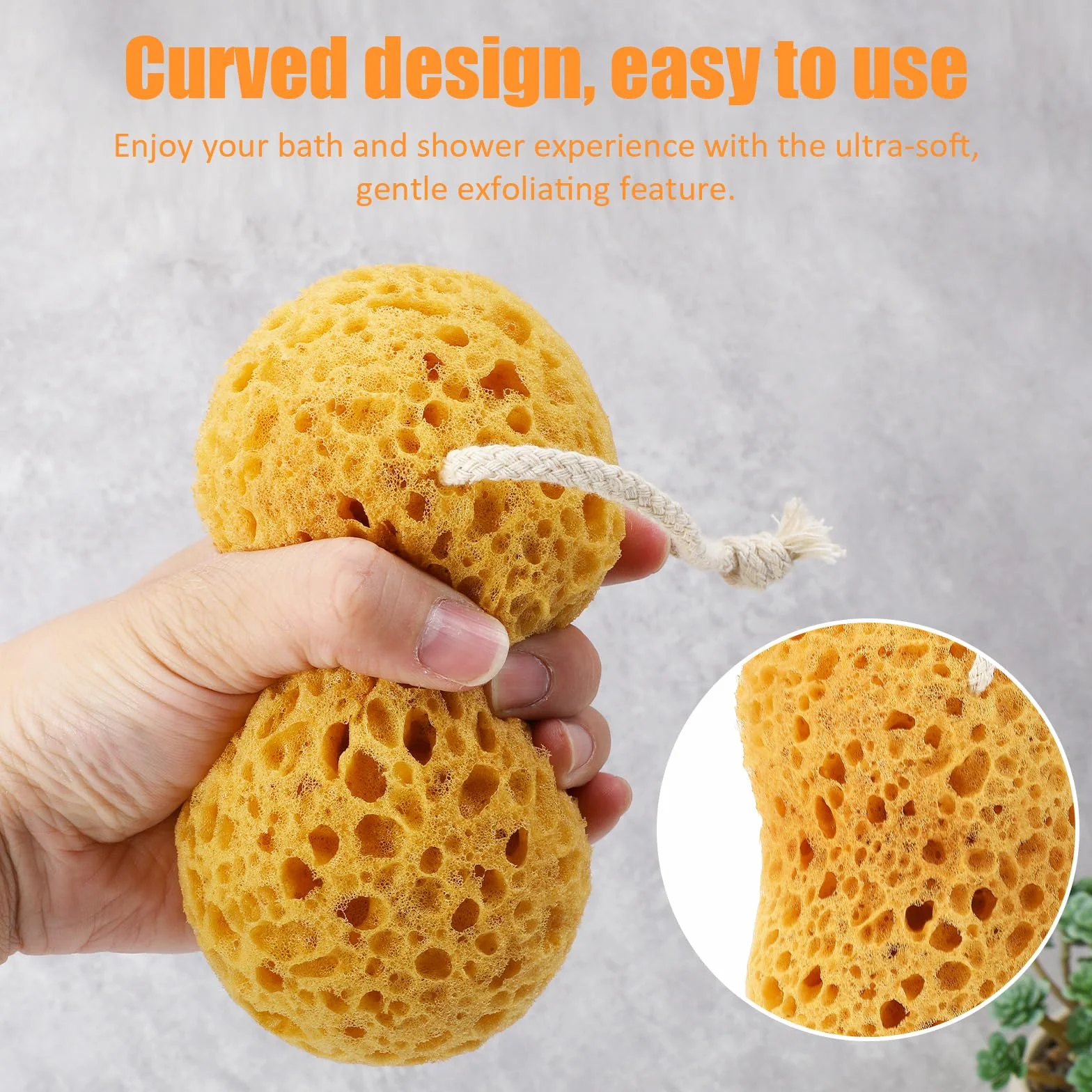 Éponge de Bain Lot de 2 Grandes Éponges Alvéolaires Douche Exfoliante Mousse Dense Nettoyage Doux