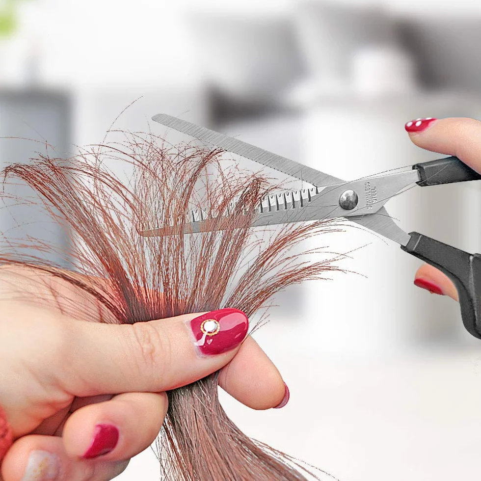 Ciseaux à Effiler de Coiffeur Professionnel Acier Inoxydable 6 Pouces Noir
