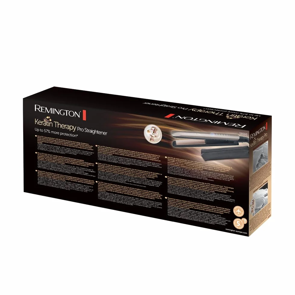 Remington Lisseur Cheveux Keratin Therapy Fer à Lisser S8593 Céramique 160-230°C